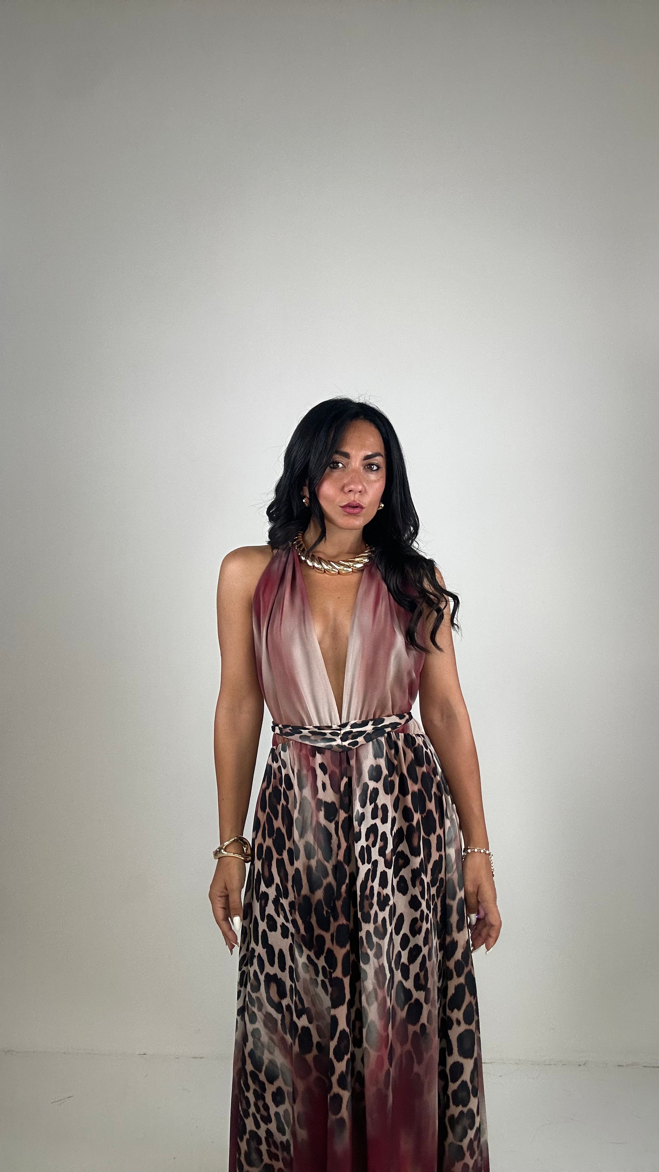 Vestito LEOPARD SFUMATO - BORDEAUX