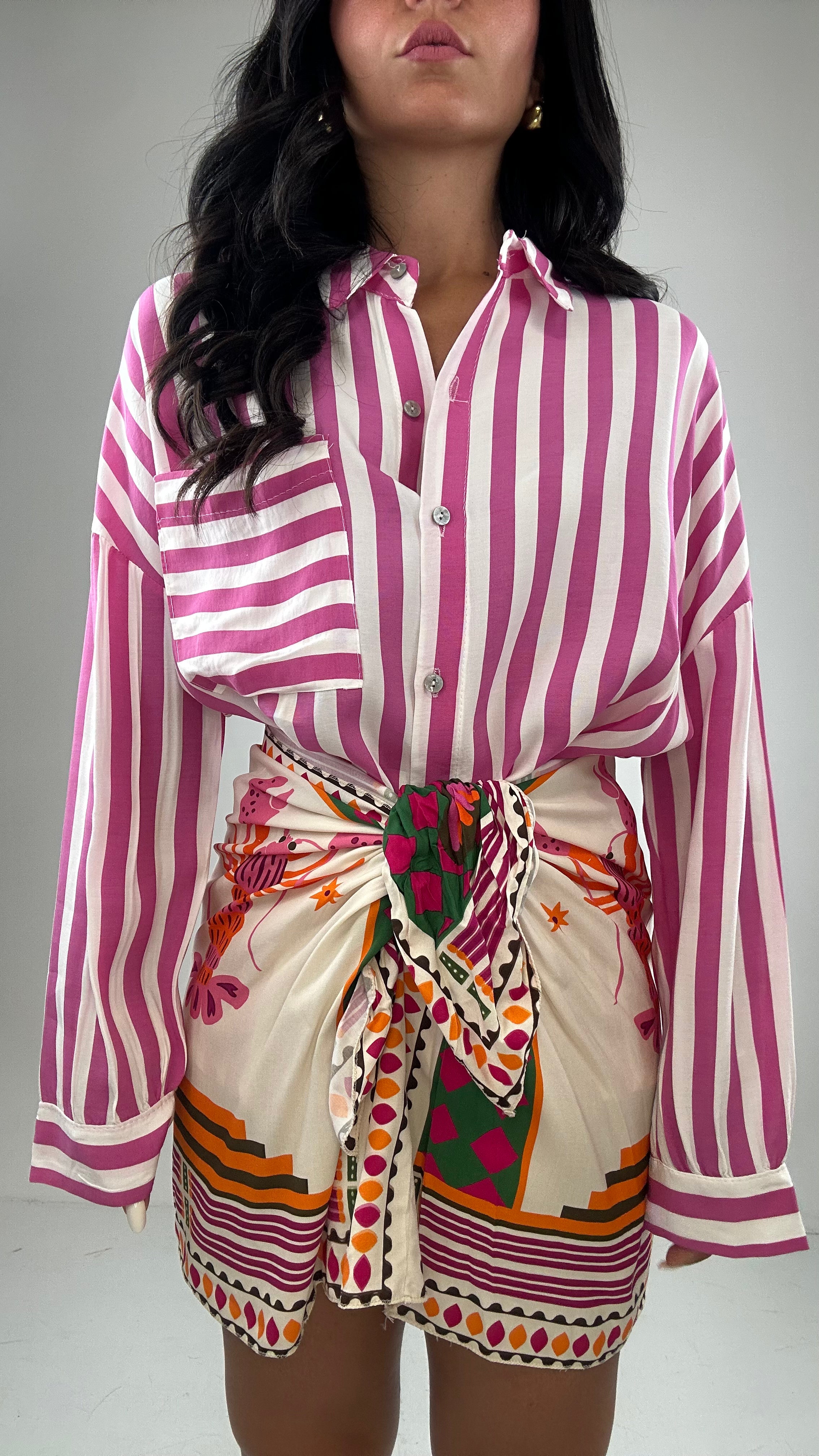 Gonna PAREO CON NODO - FUCSIA-ARANCIO