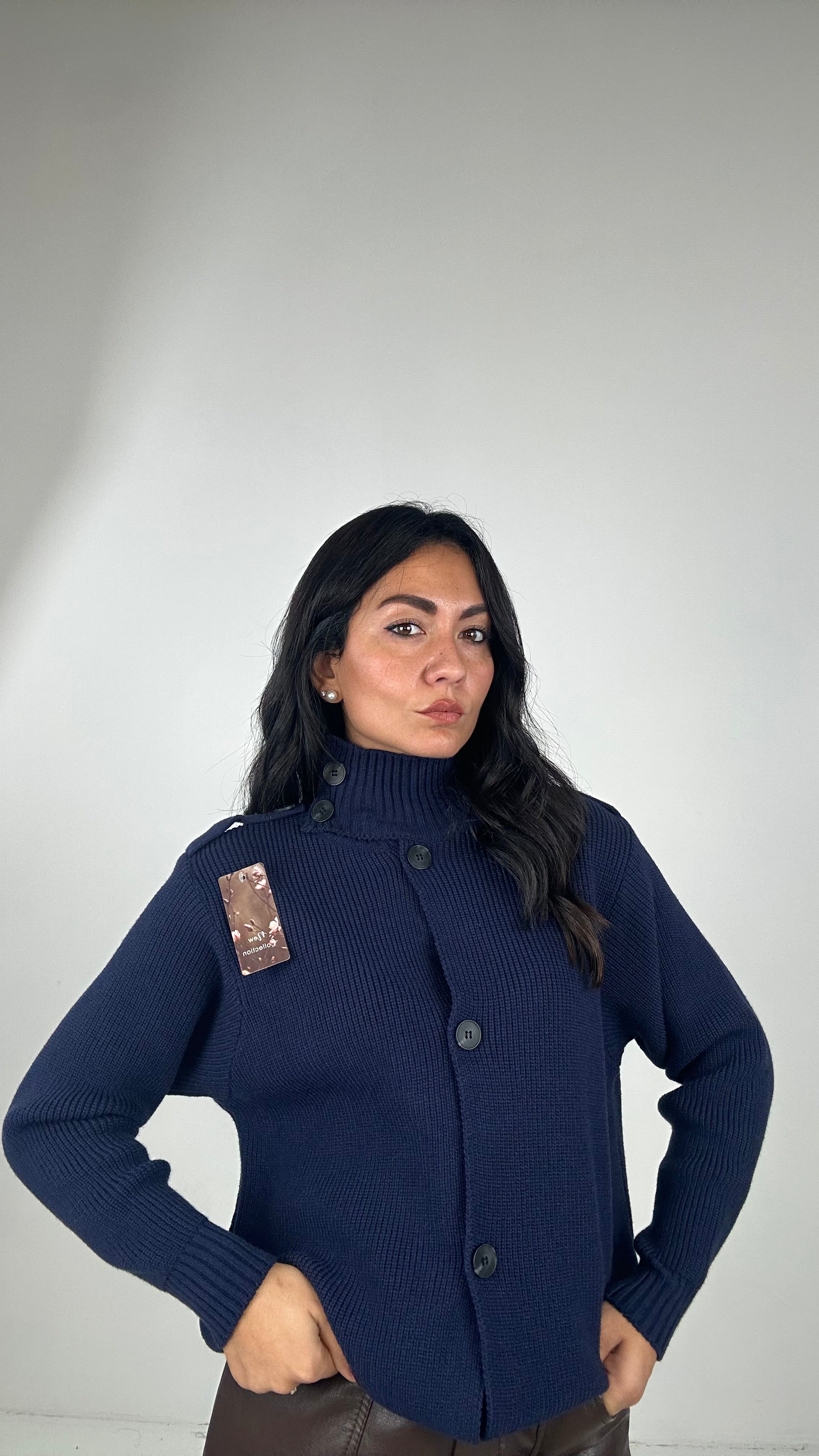 Cardigan COLLO ALTO - BLU