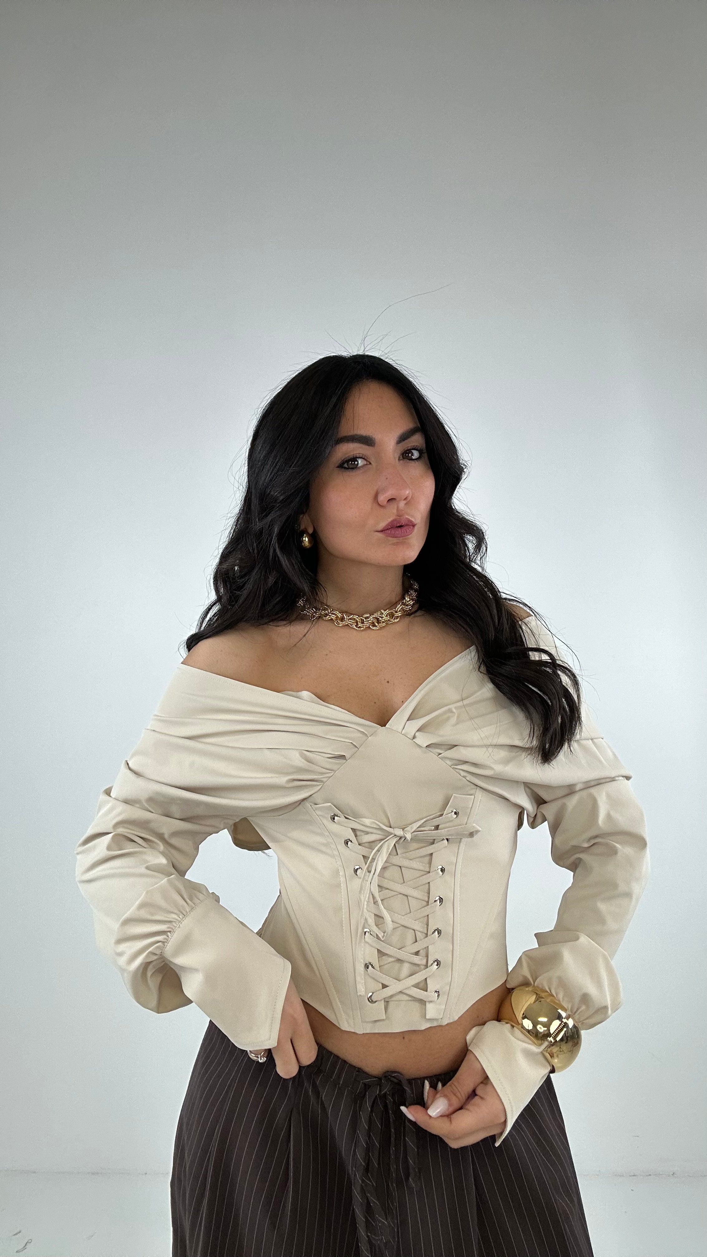 Top INCROCIATO - BEIGE