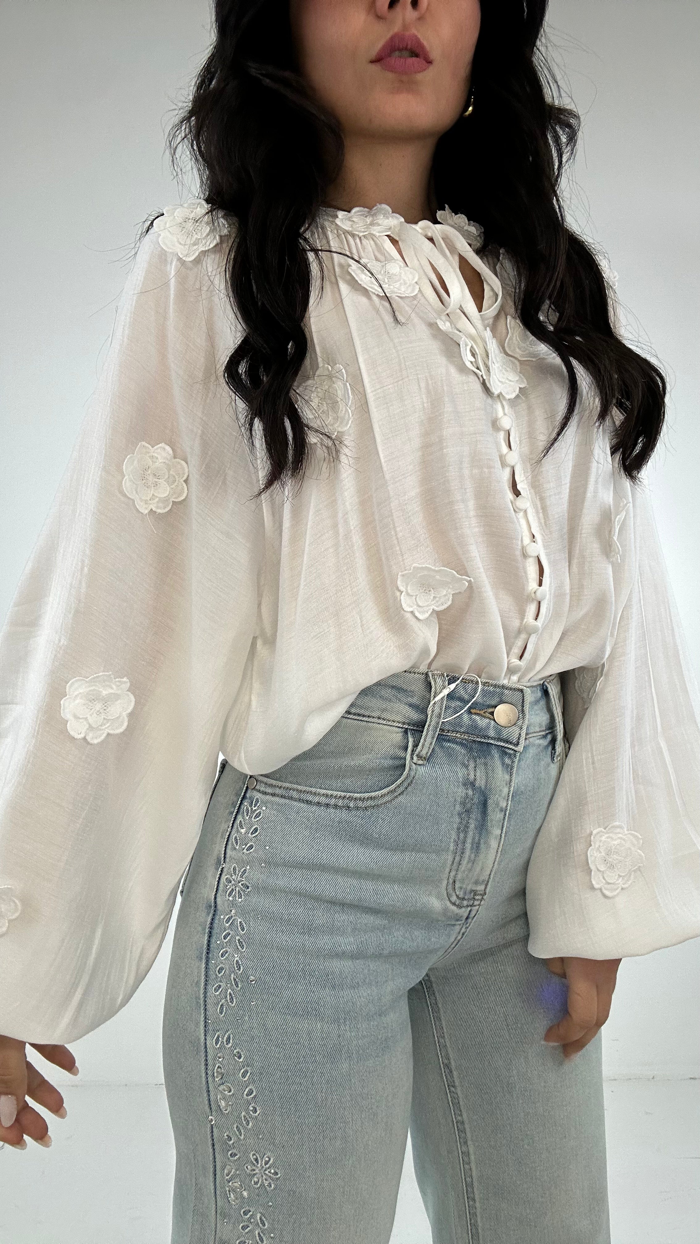 Jeans WIDE FIORELLINI STRASS - JEANS