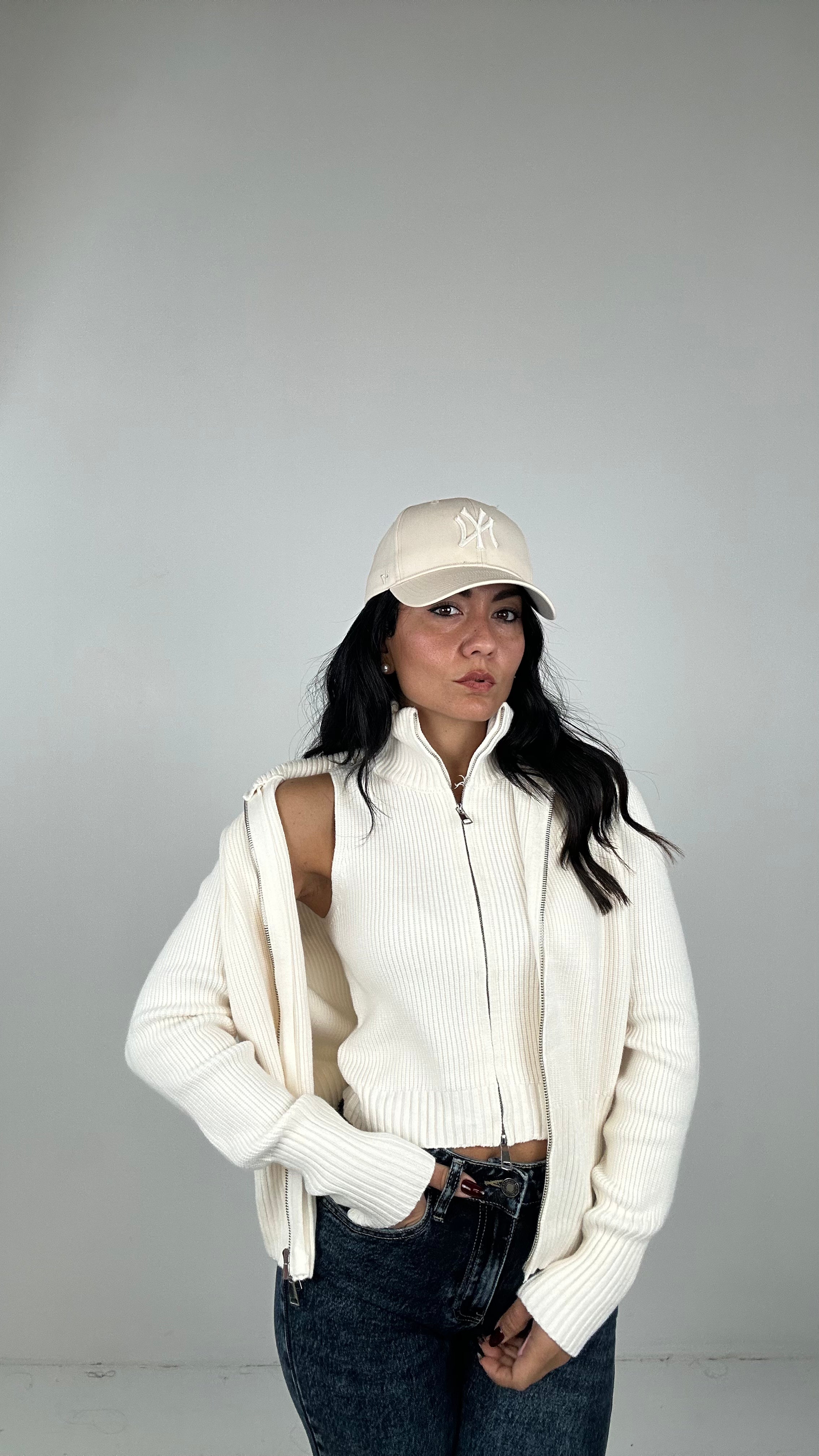 Pull 2 pezzi CON CERNIERA - PANNA