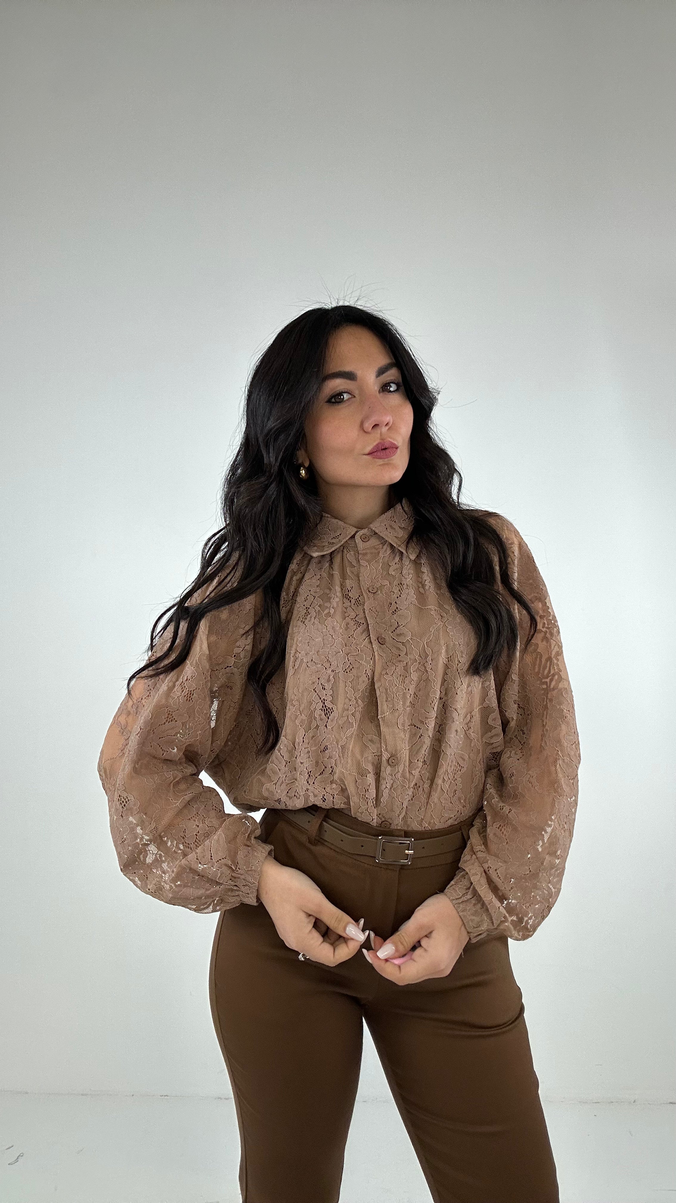 Camicia IN PIZZO SPRING - MARRONE