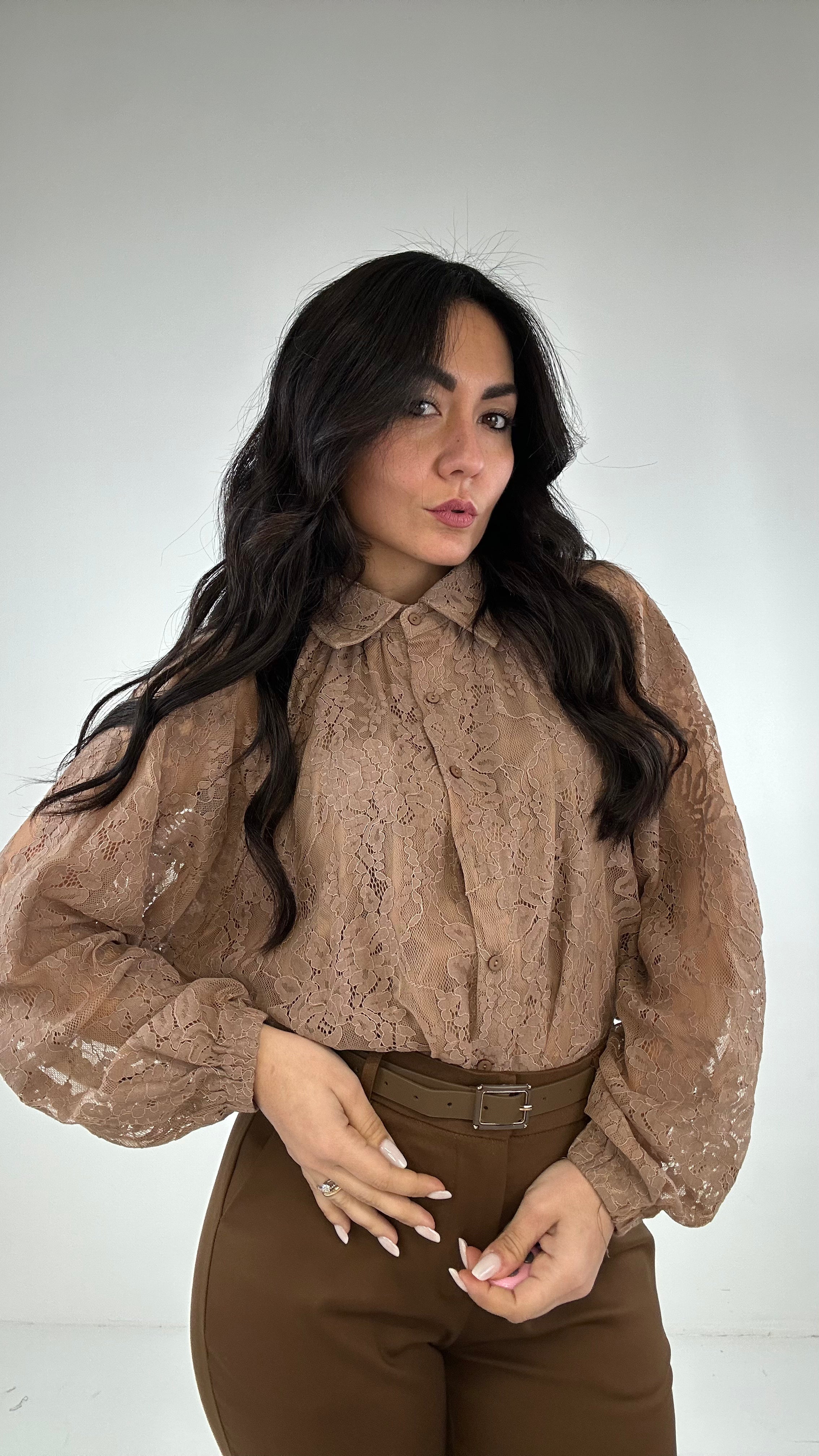 Camicia IN PIZZO SPRING - MARRONE