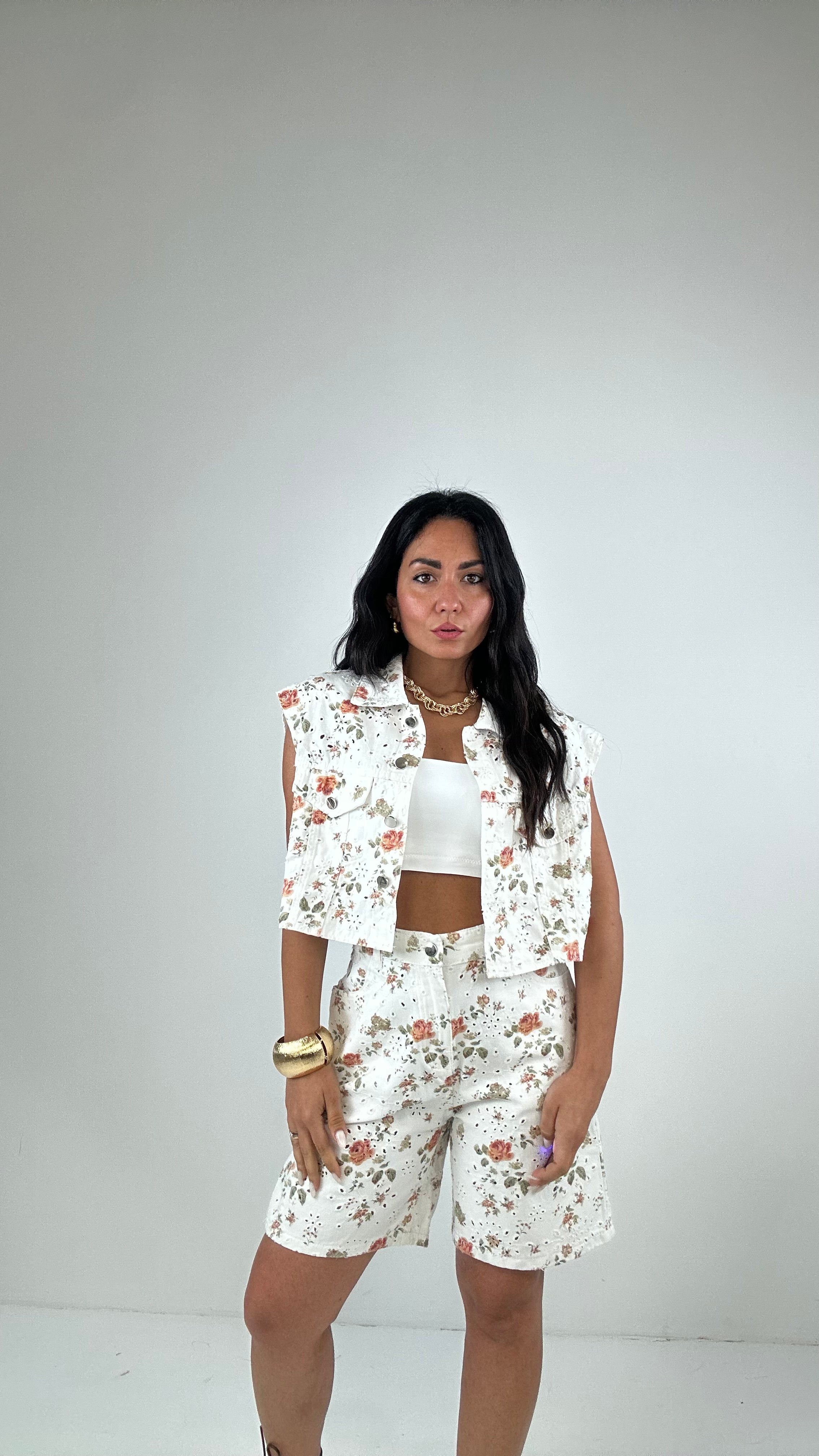 Completo DENIM FIORE - BIANCO