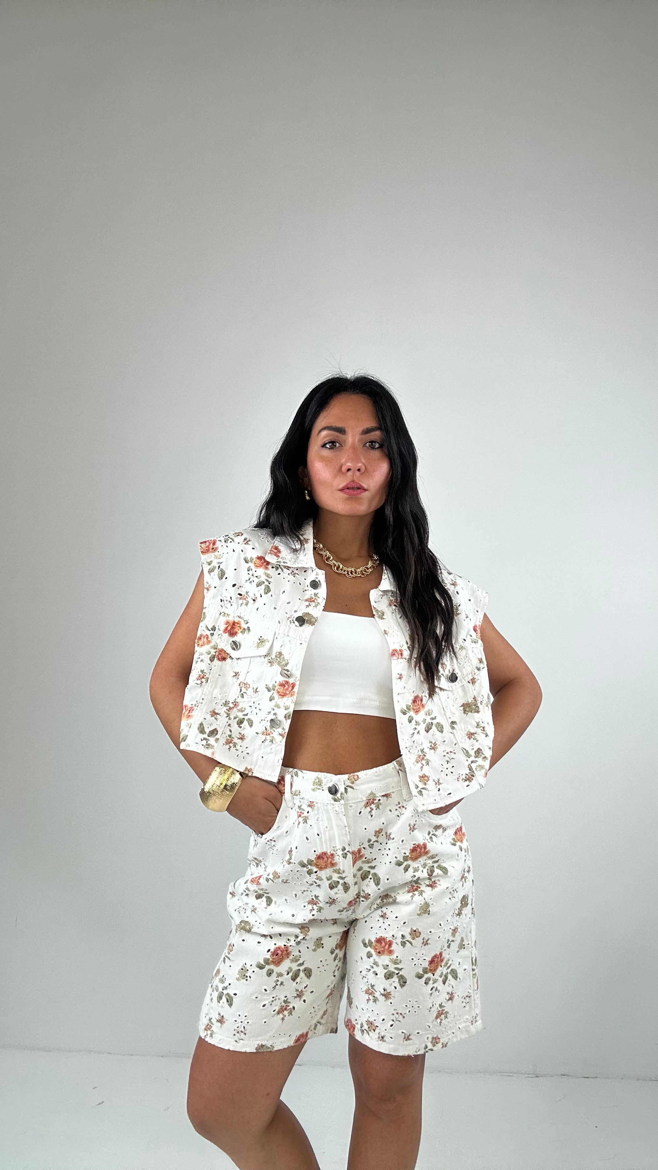 Completo DENIM FIORE - BIANCO