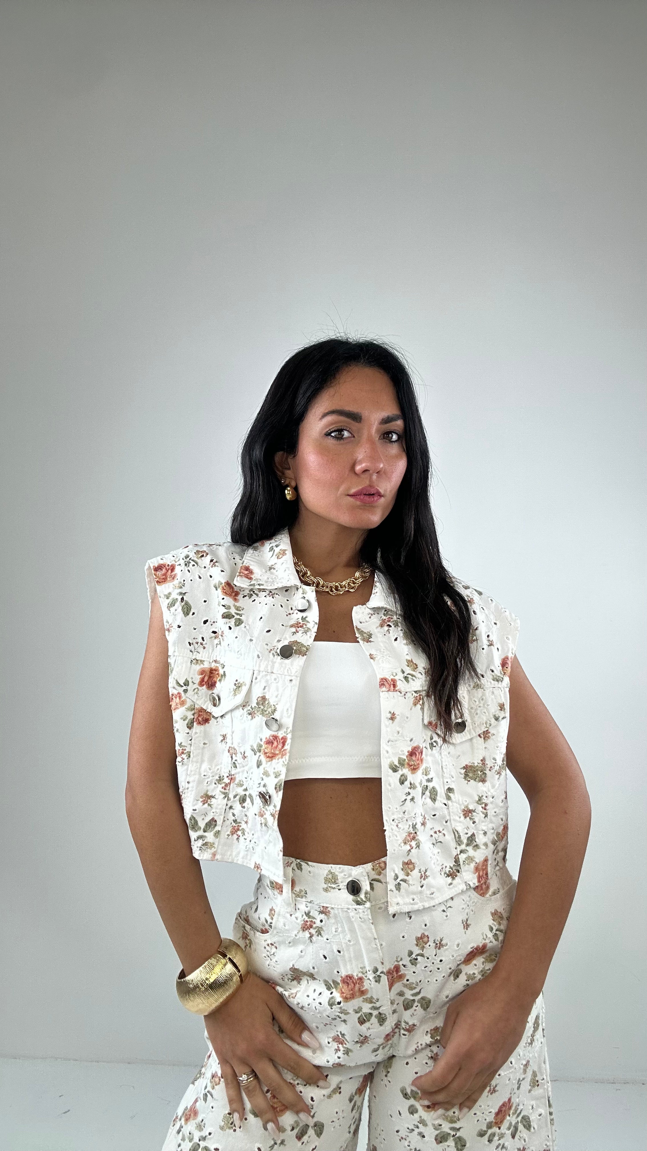 Completo DENIM FIORE - BIANCO
