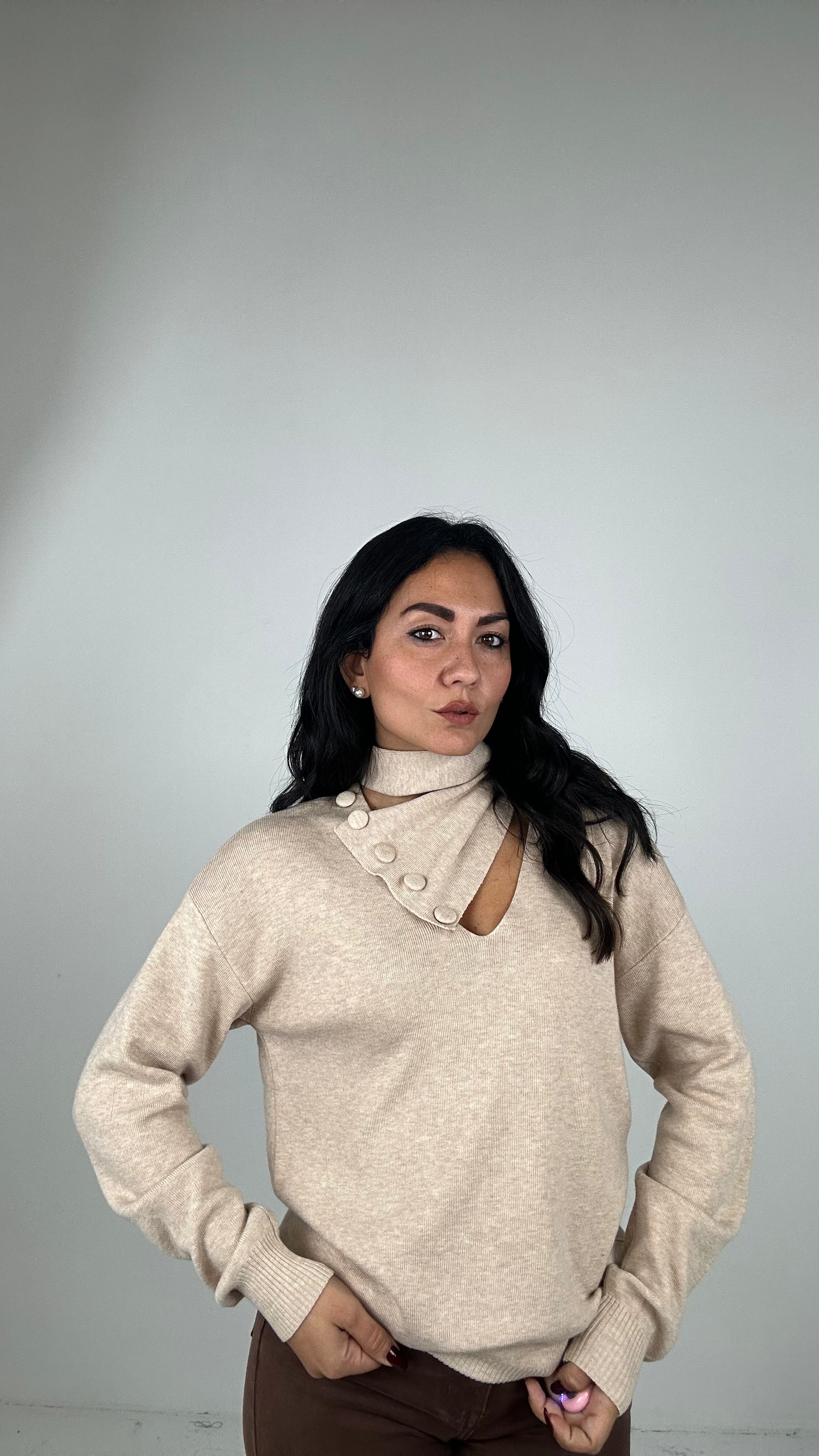 Pull BOTTONI E SCIALLE - BEIGE