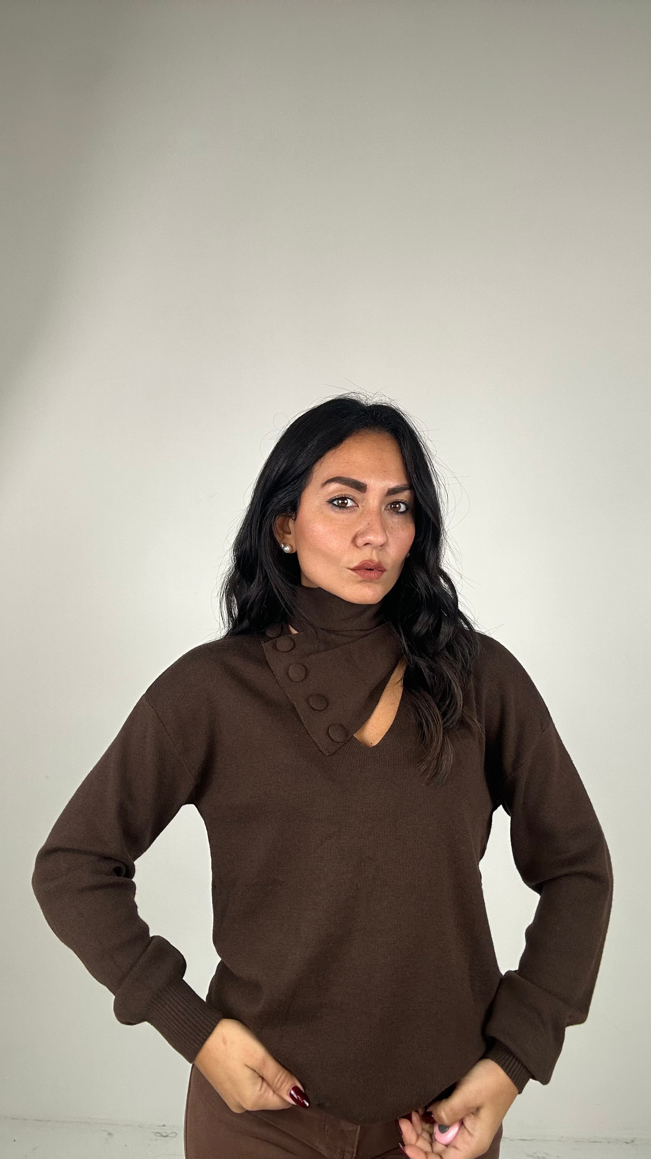 Pull BOTTONI E SCIALLE - MARRONE