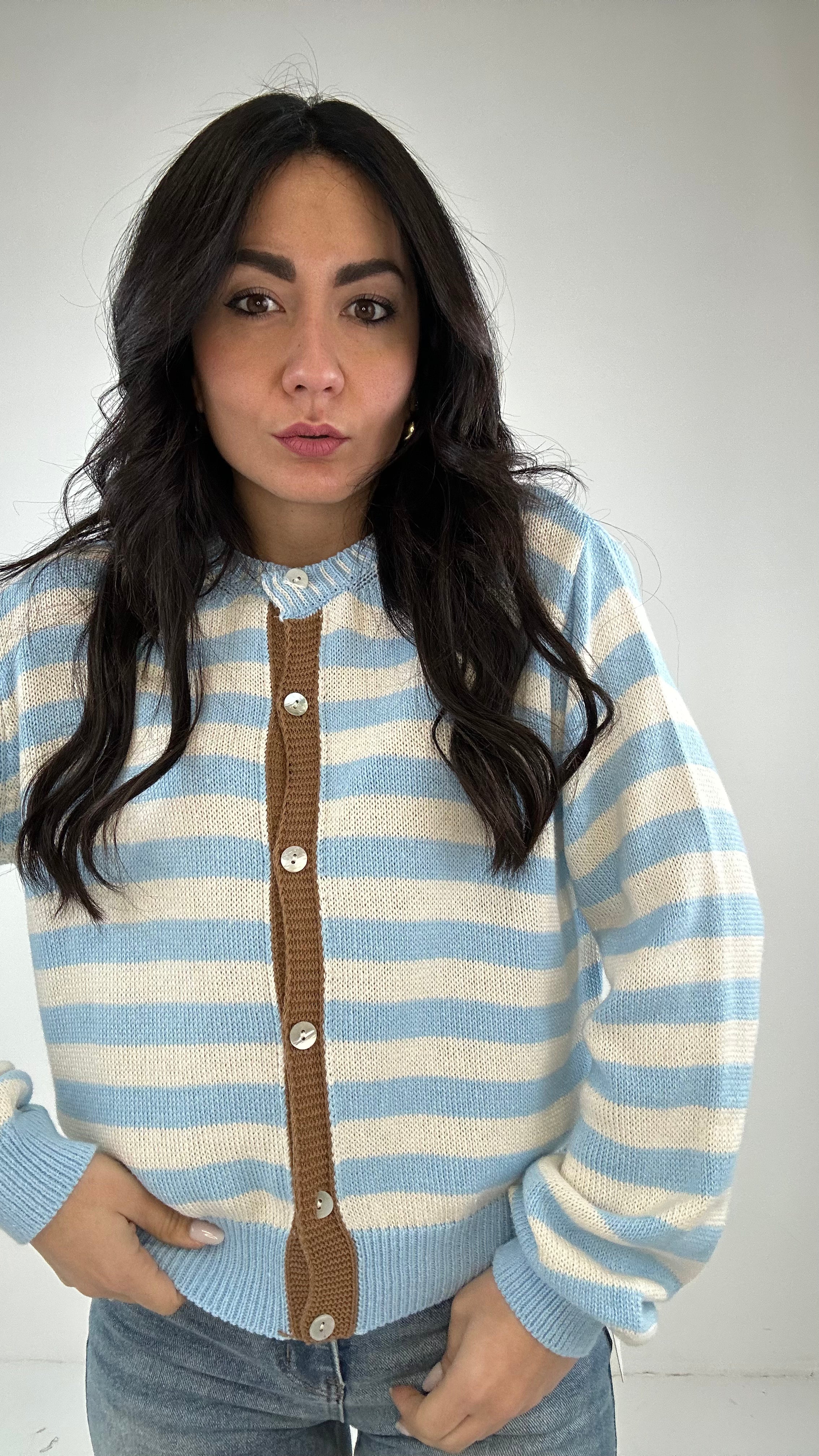 Cardigan FILO BANDA - CELESTE