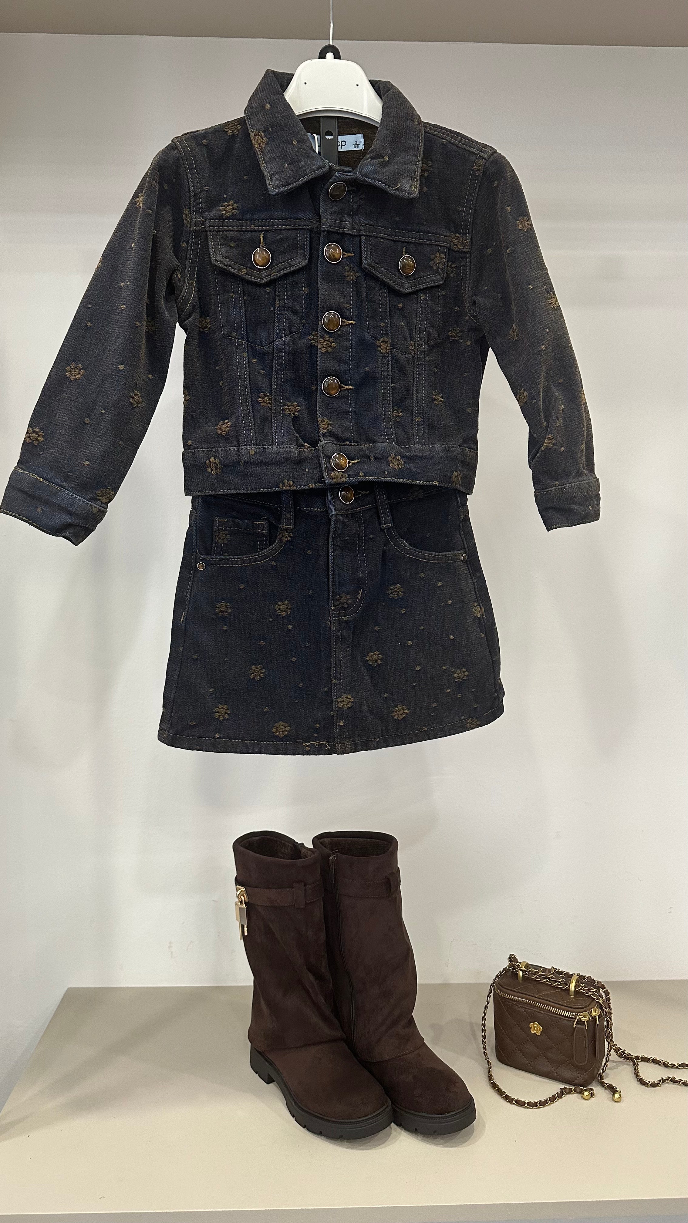 Coordinato IN JEANS FIORE VELLUTO 3-8A - JEANS