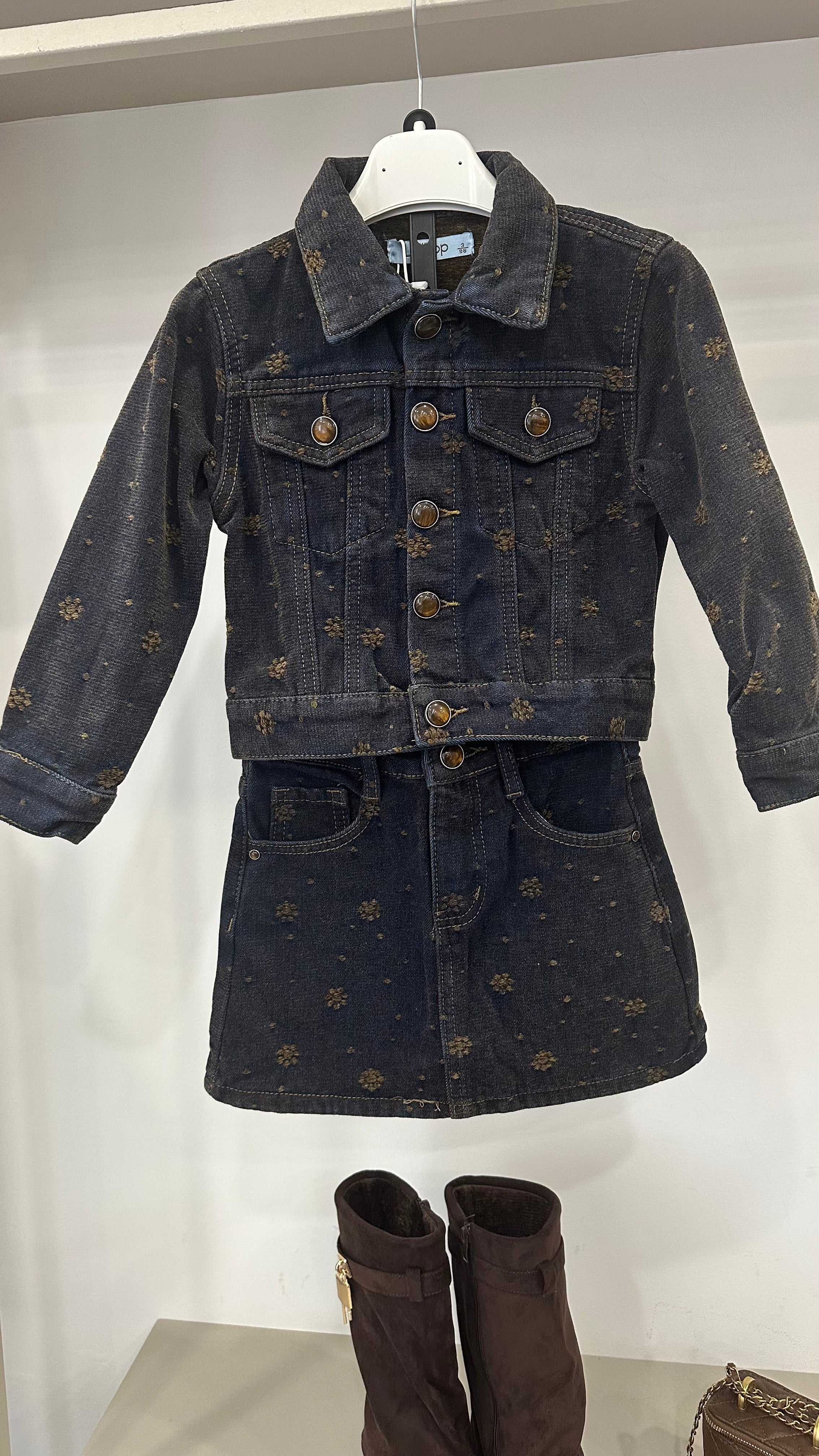 Coordinato IN JEANS FIORE VELLUTO 3-8A - JEANS