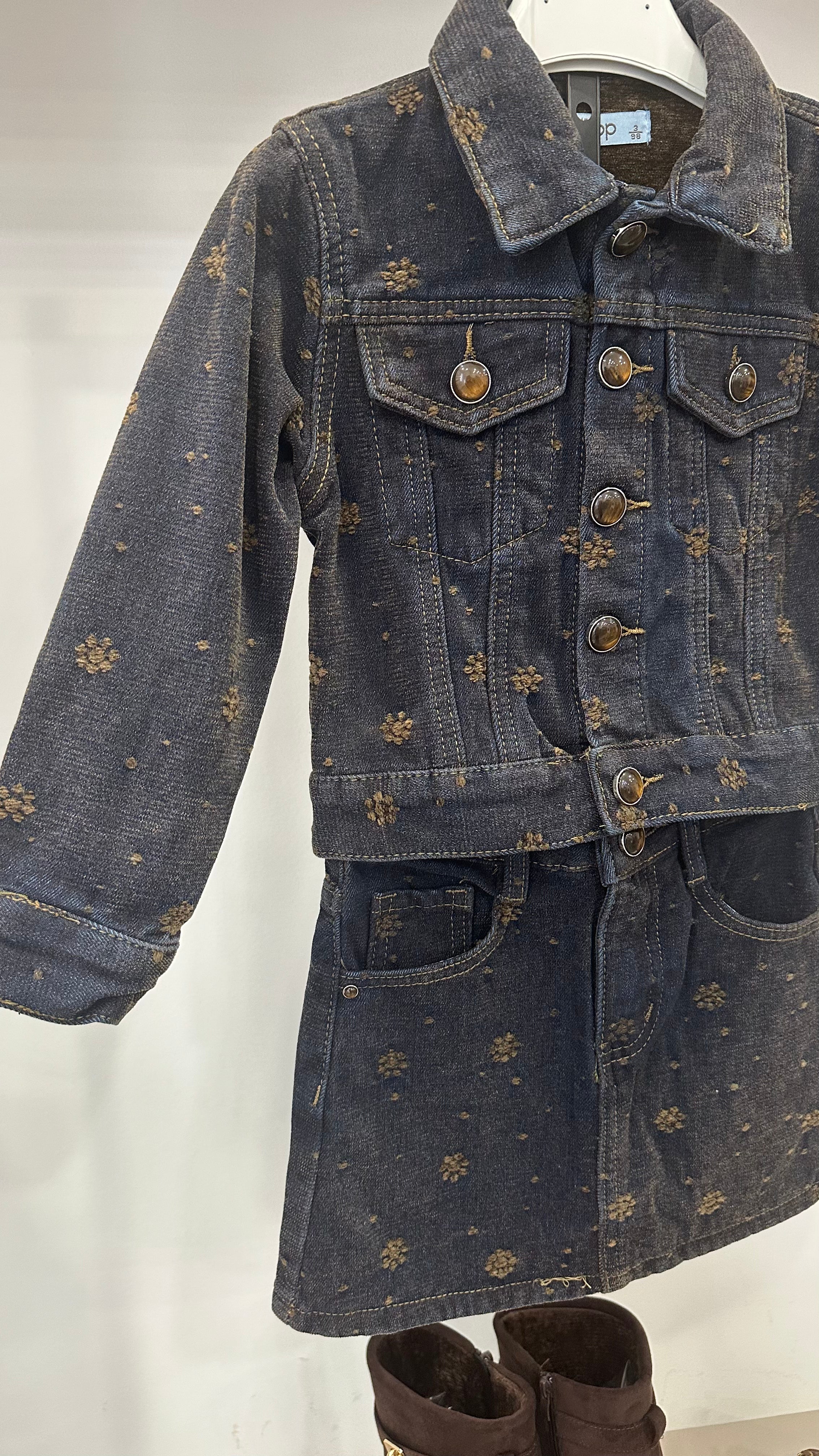 Coordinato IN JEANS FIORE VELLUTO 3-8A - JEANS