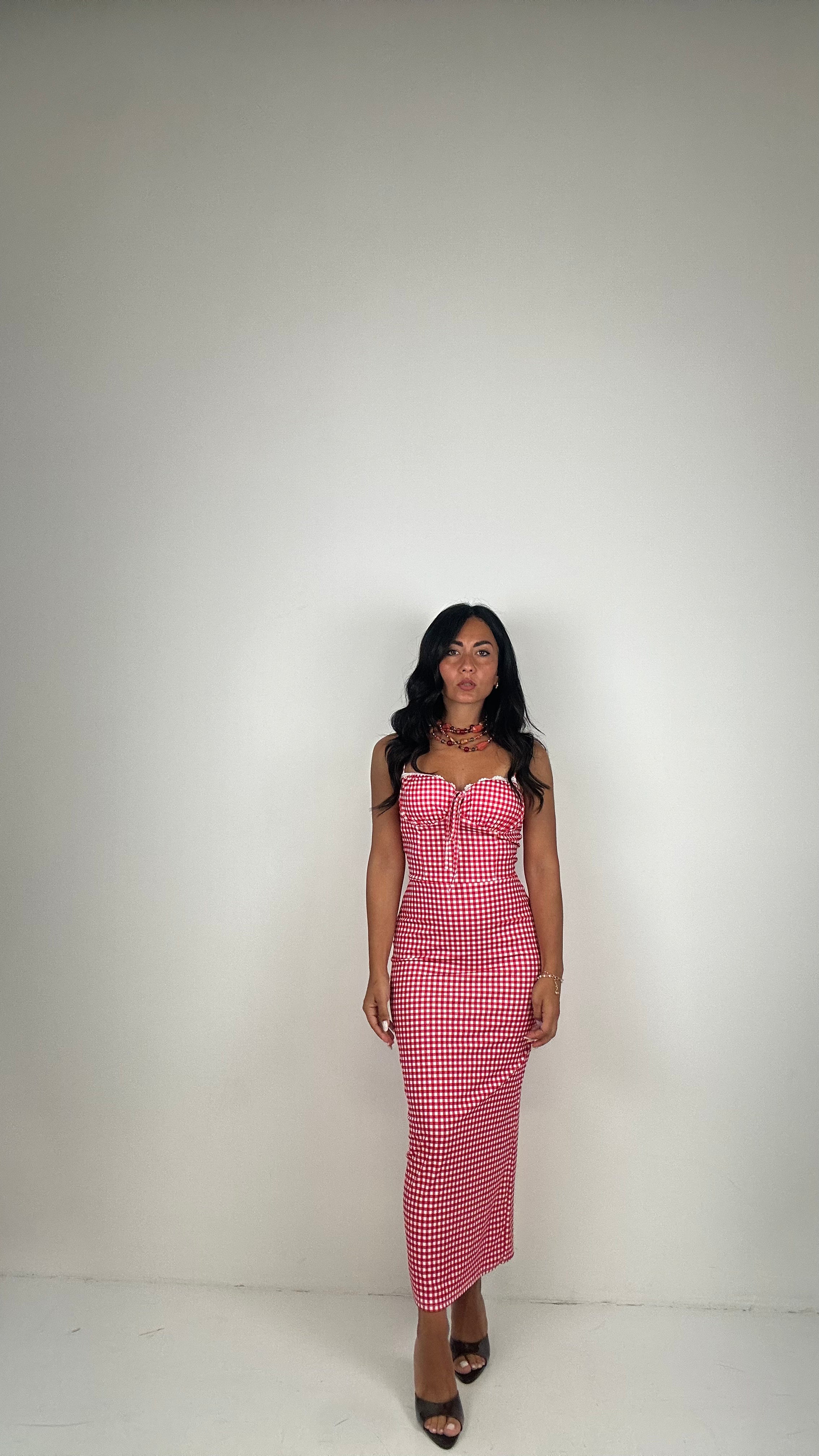 Vestito CON COPPA A POIS - ROSSO