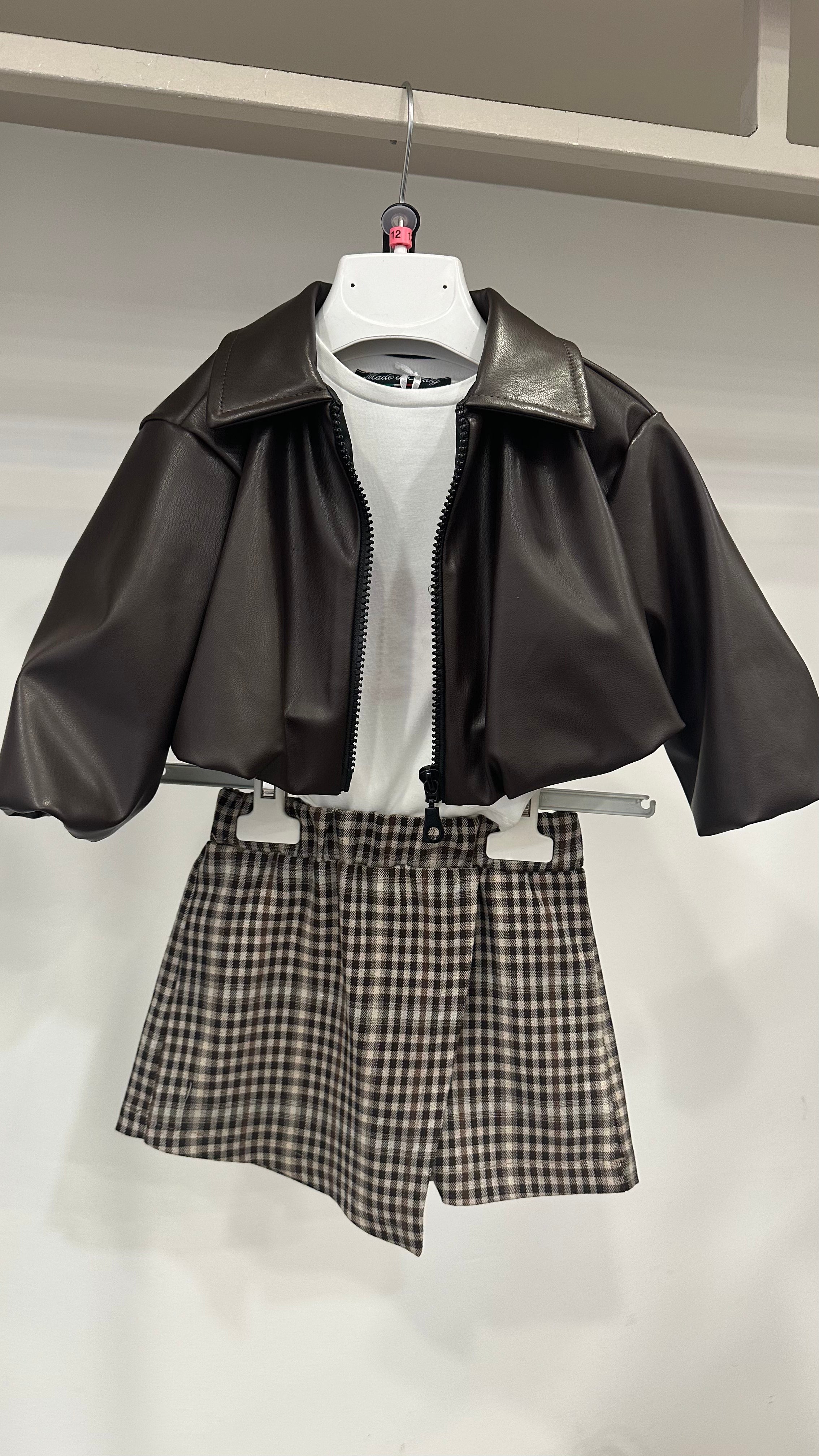 Completo CON GIUBBINO IN ECOPELLE 12-36M - MARRONE