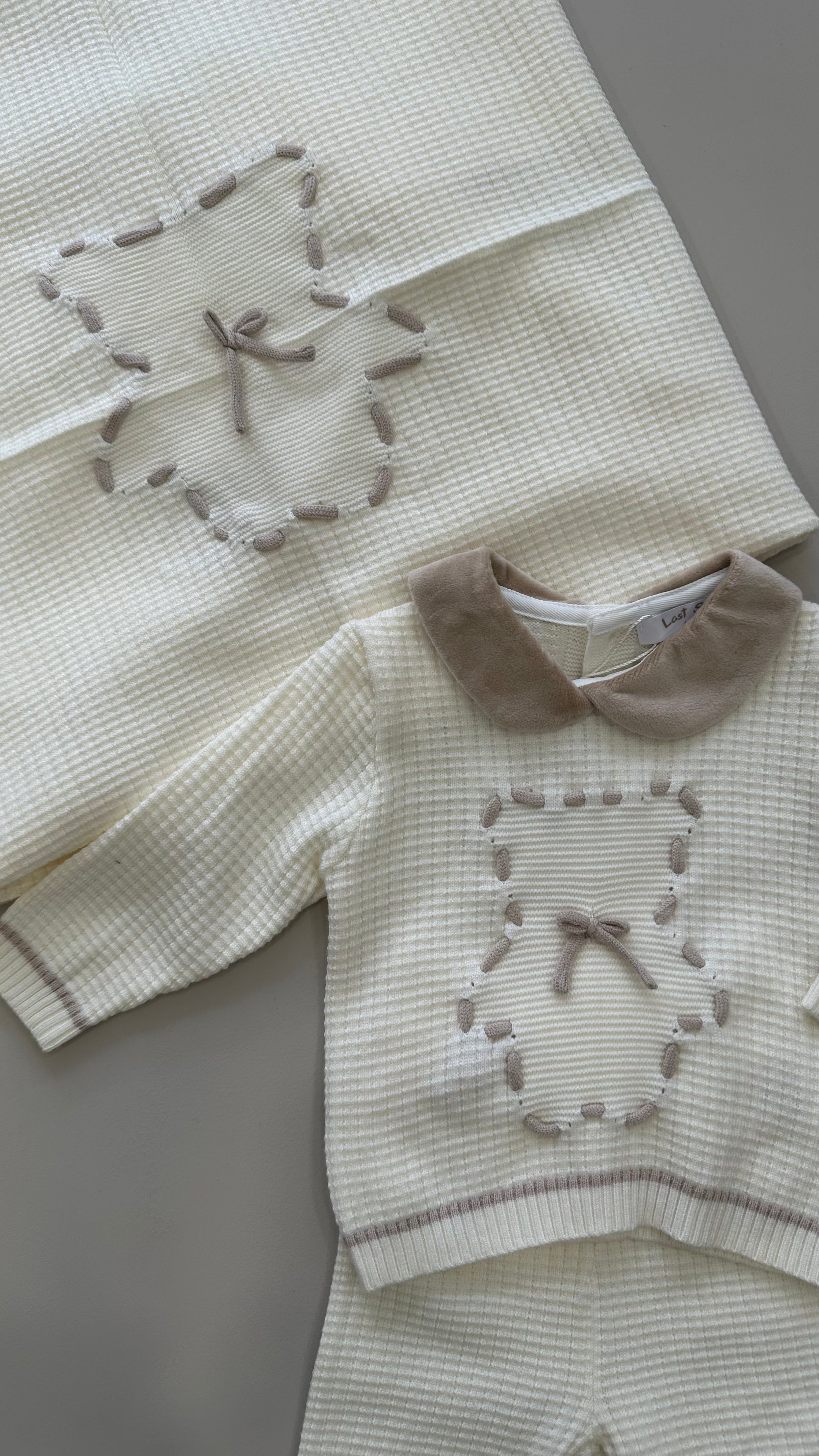 Set NASCITA ORSO TRAPUNTATO 1-3M - PANNA