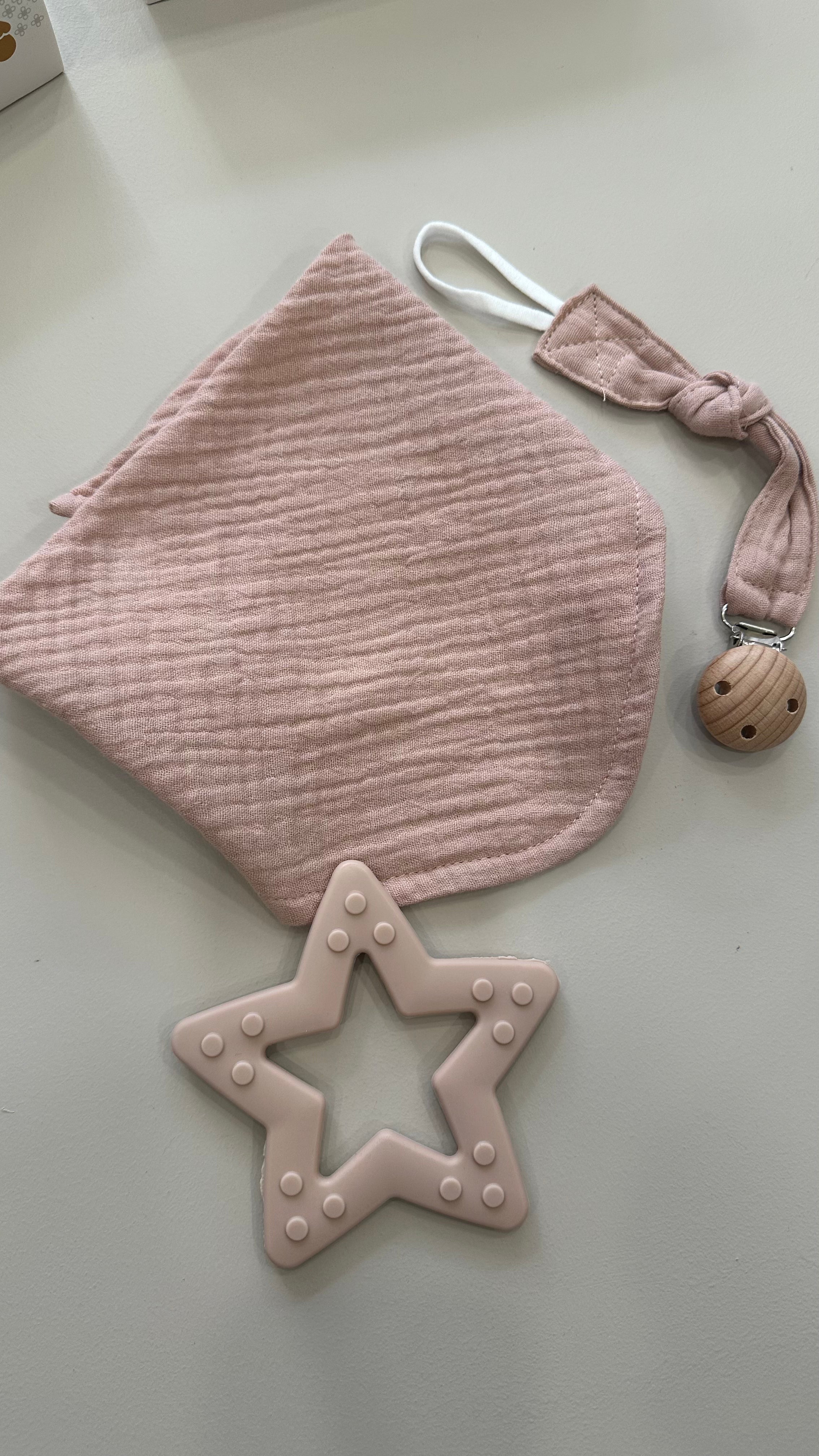 Set bavetta GIOCO DENTIZIONE + CATENELLA - ROSA