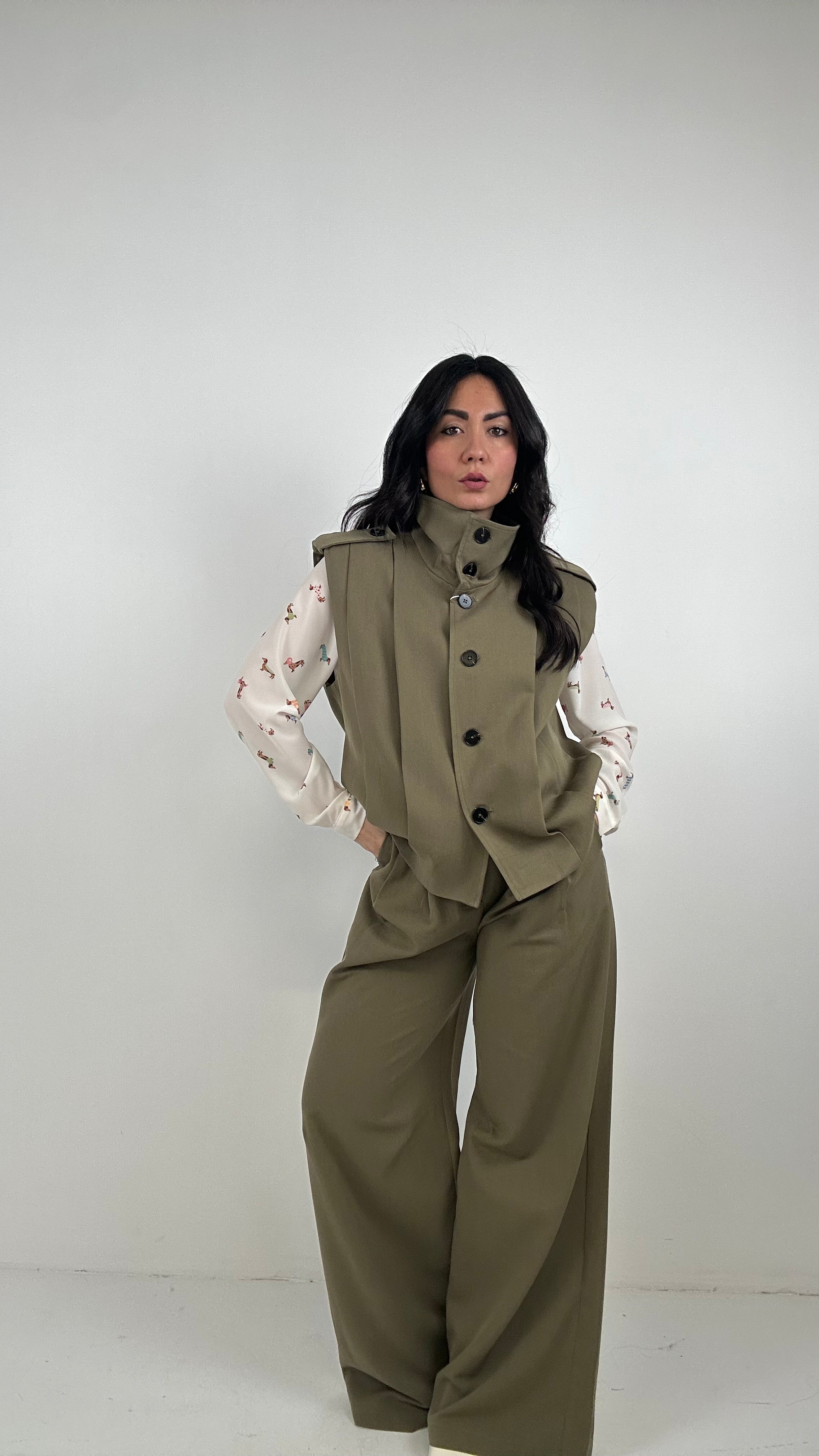 Completo CON GILET - VERDE MILITARE