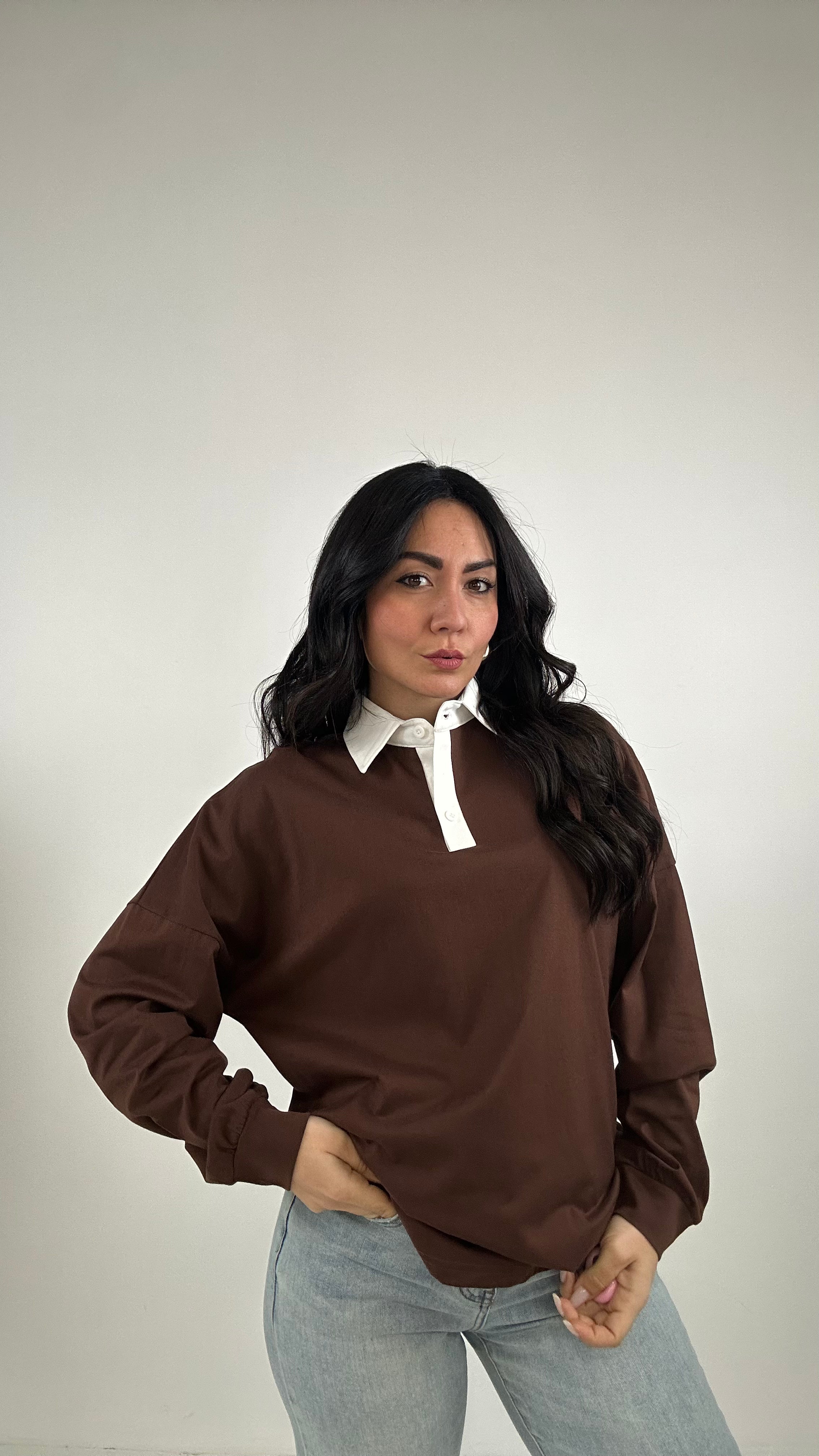 Maglia CON COLLETTO - MARRONE
