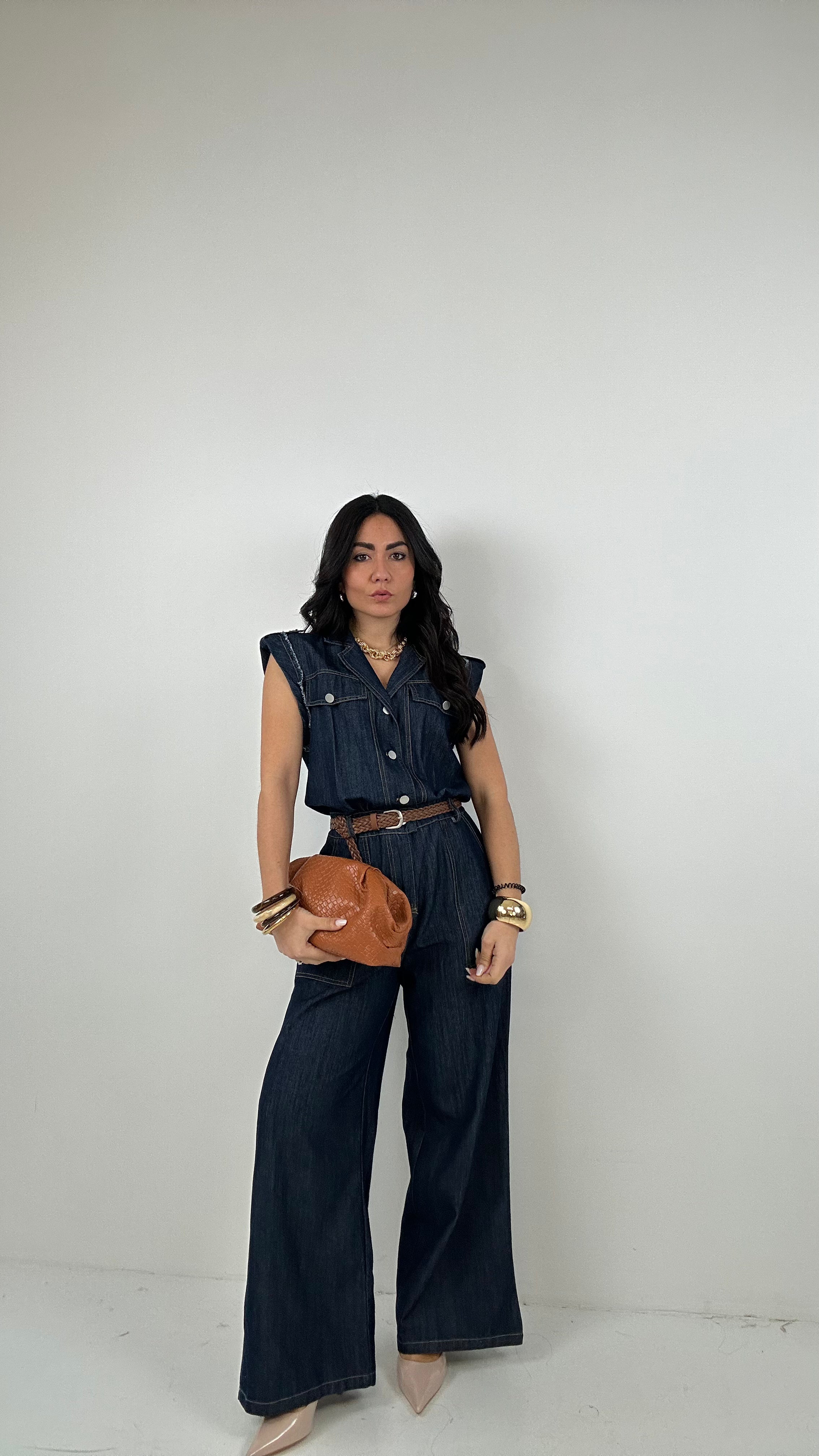 Tutone PALAZZO CON CINTURA - JEANS