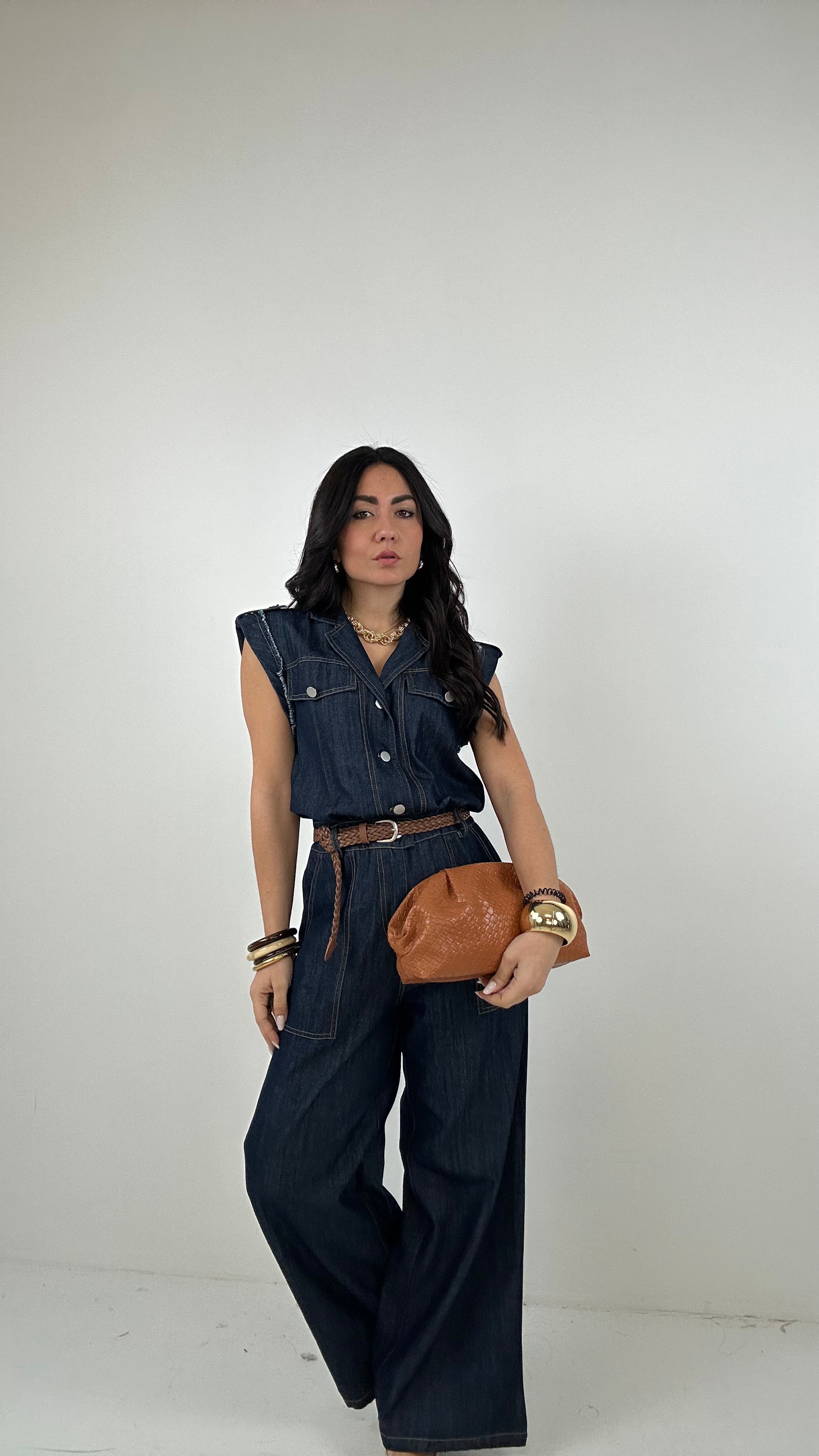 Tutone PALAZZO CON CINTURA - JEANS