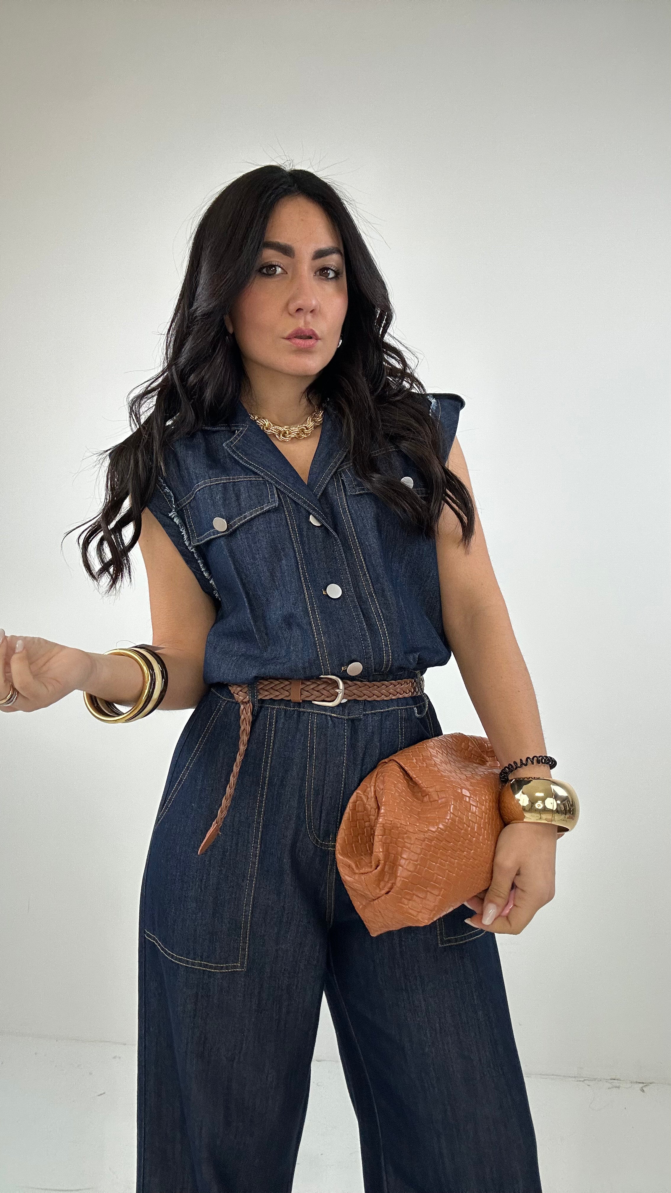 Tutone PALAZZO CON CINTURA - JEANS