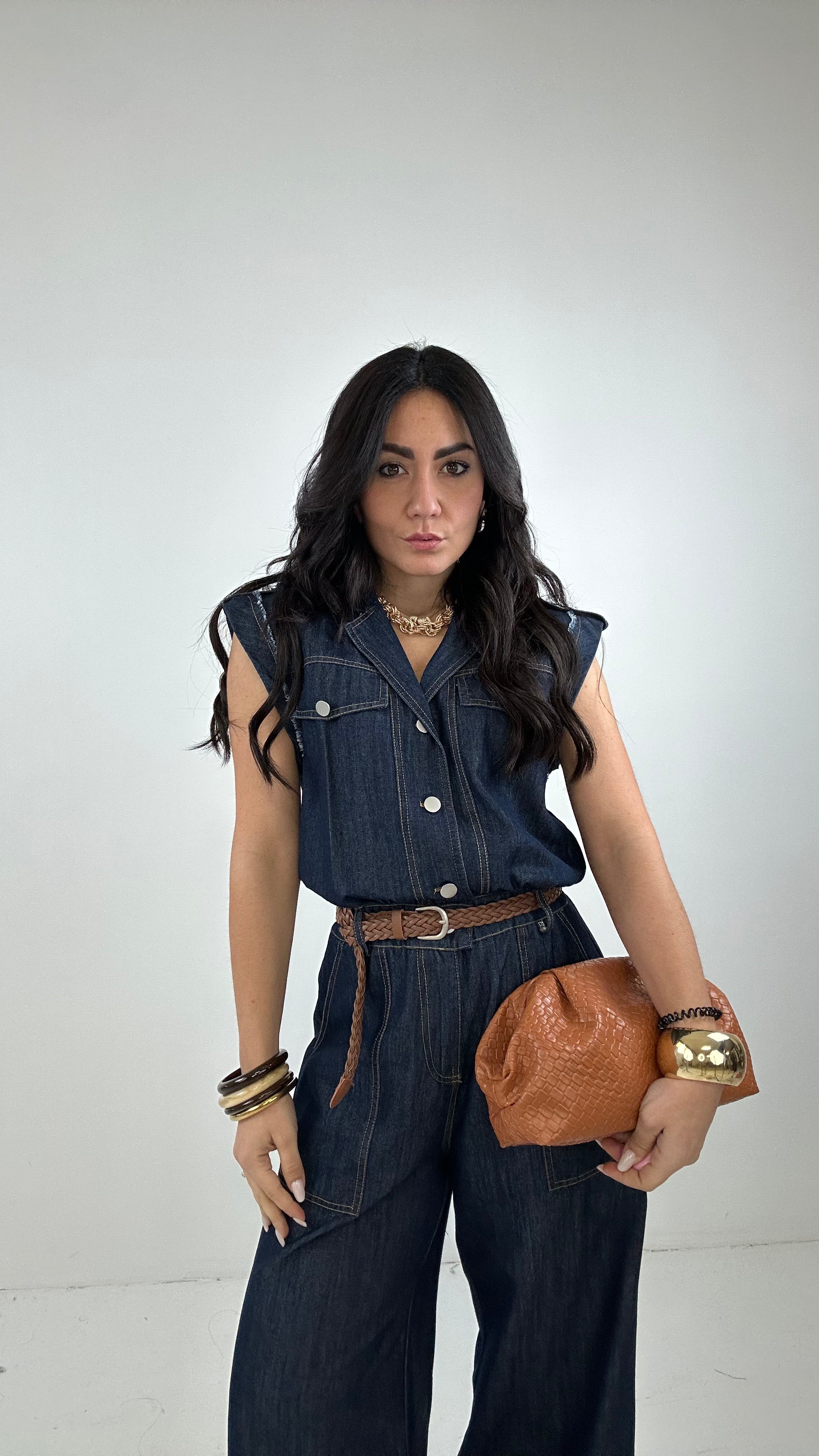 Tutone PALAZZO CON CINTURA - JEANS