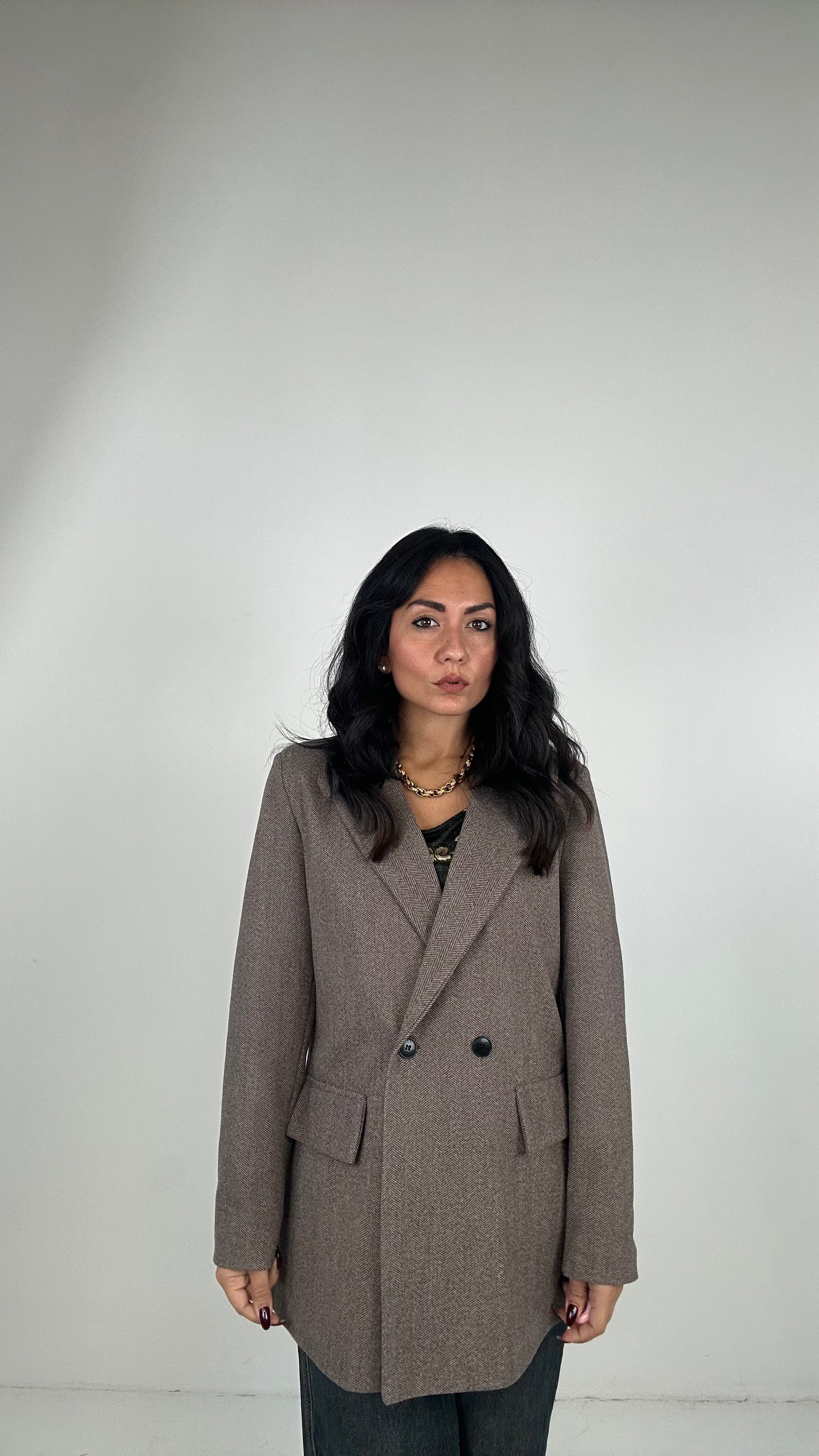 Blazer SPIGATO IN PANNO - MARRONE