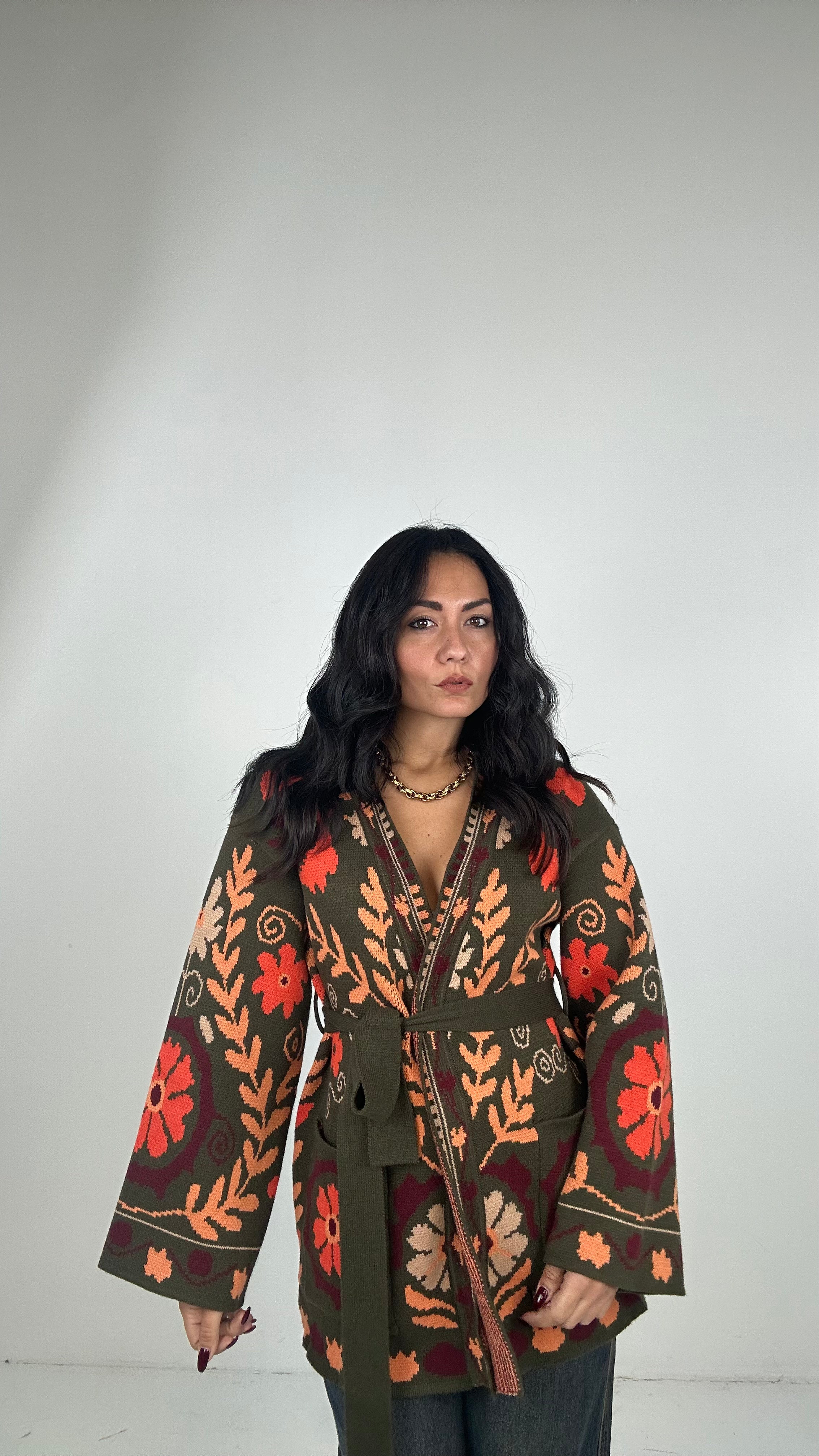 Cardigan INDIA - VERDE MILITARE