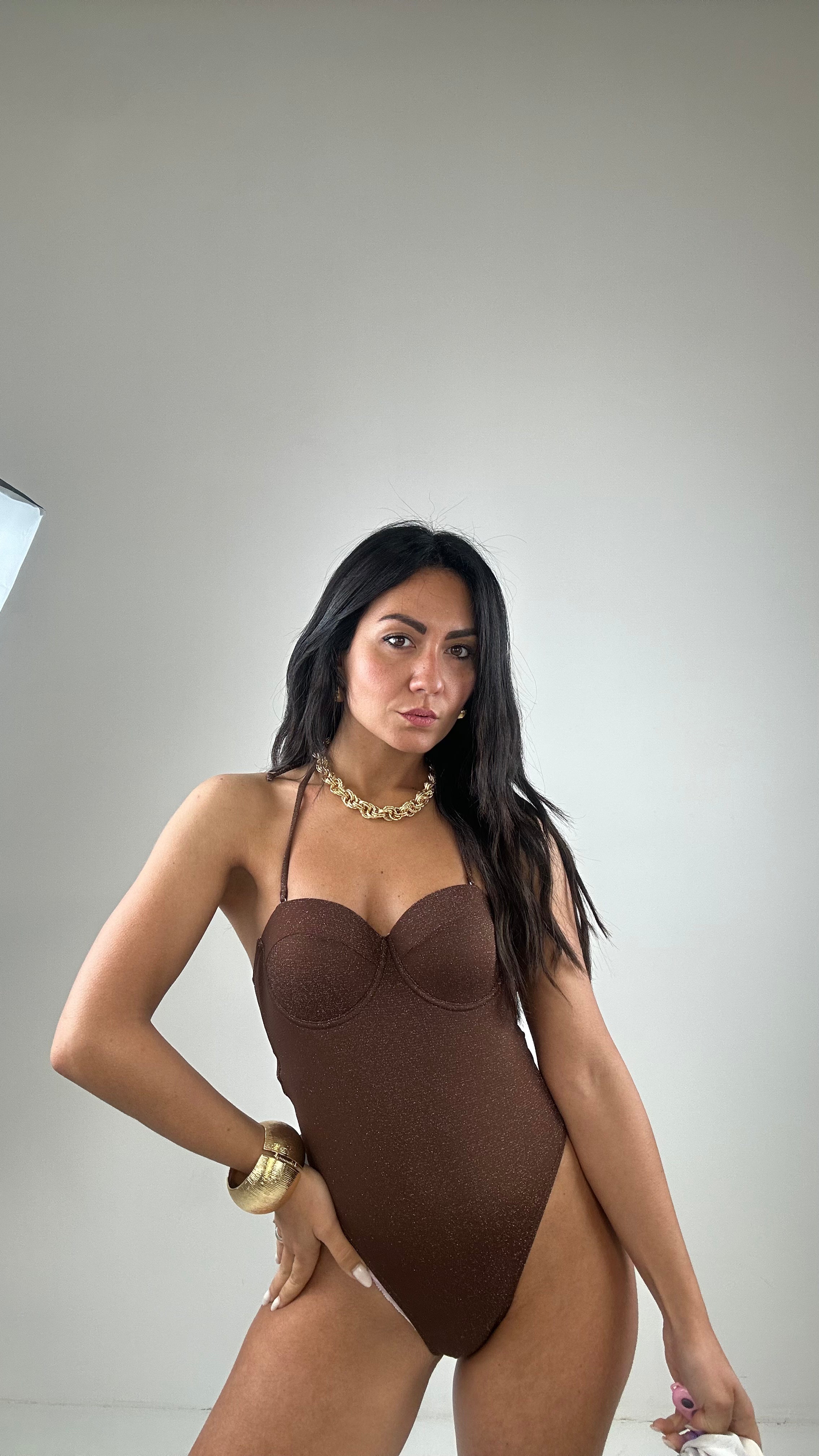Monikini LUREX - MARRONE