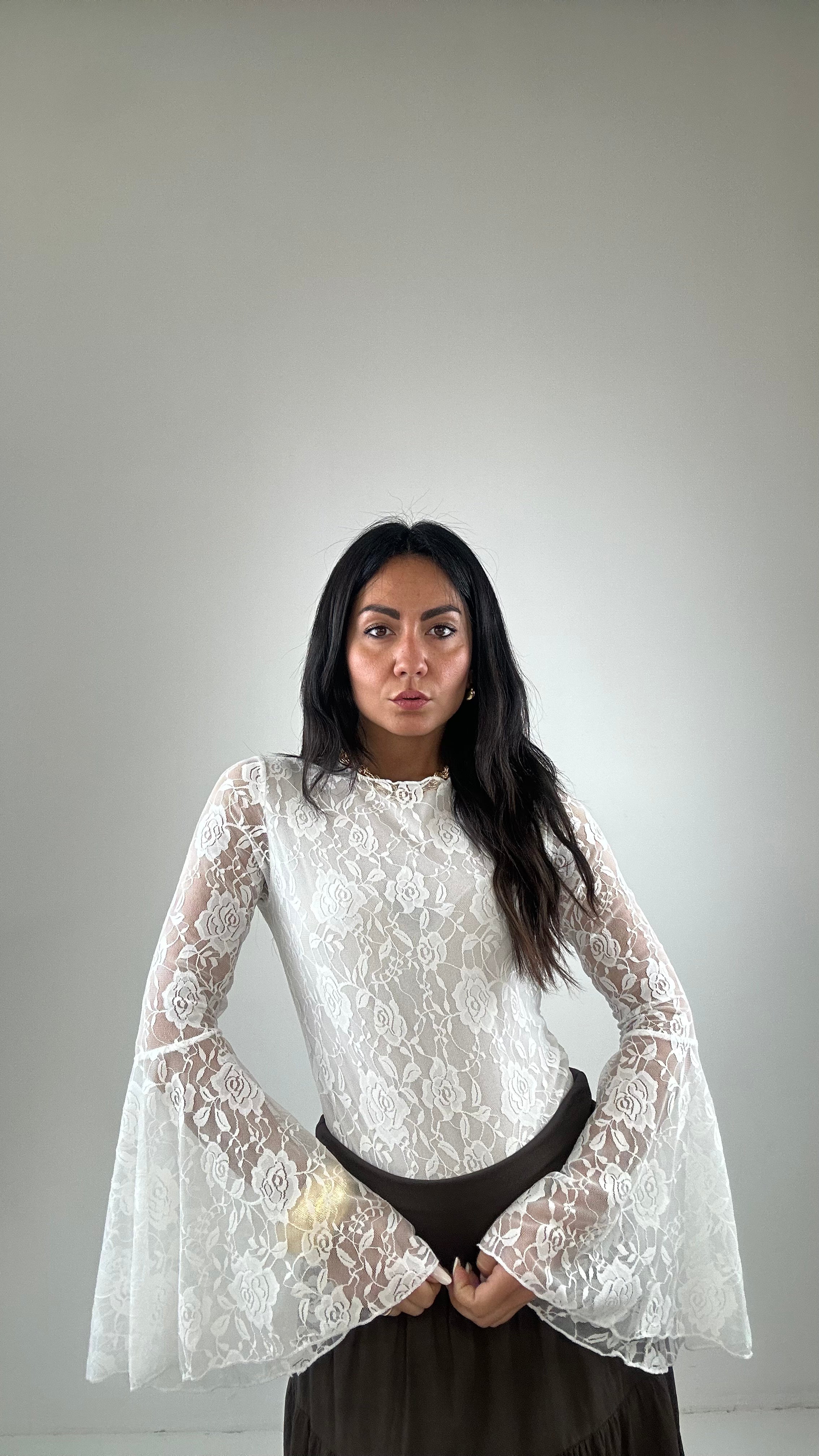 Body PIZZO E MANICA LARGA - BIANCO