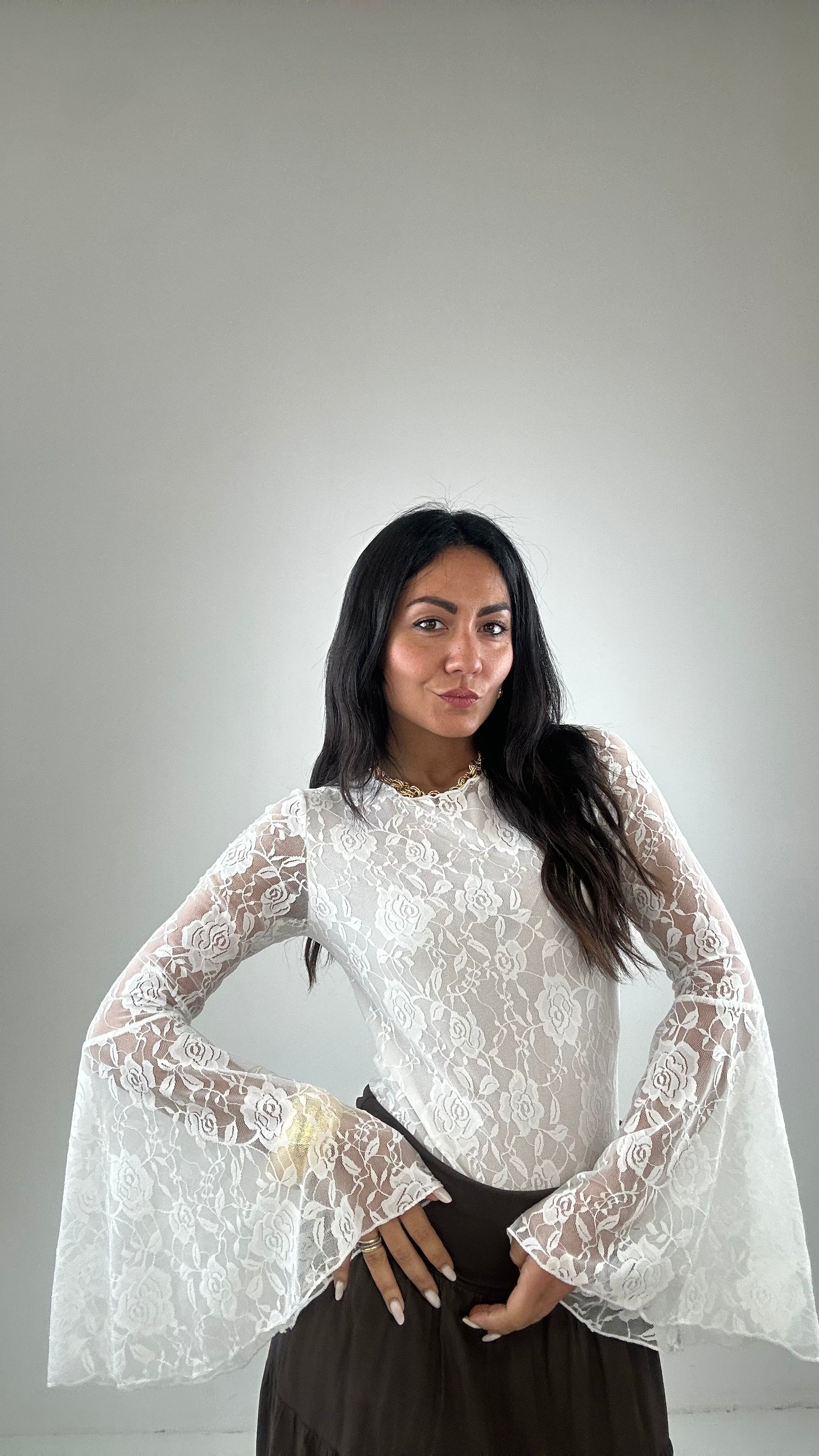 Body PIZZO E MANICA LARGA - BIANCO
