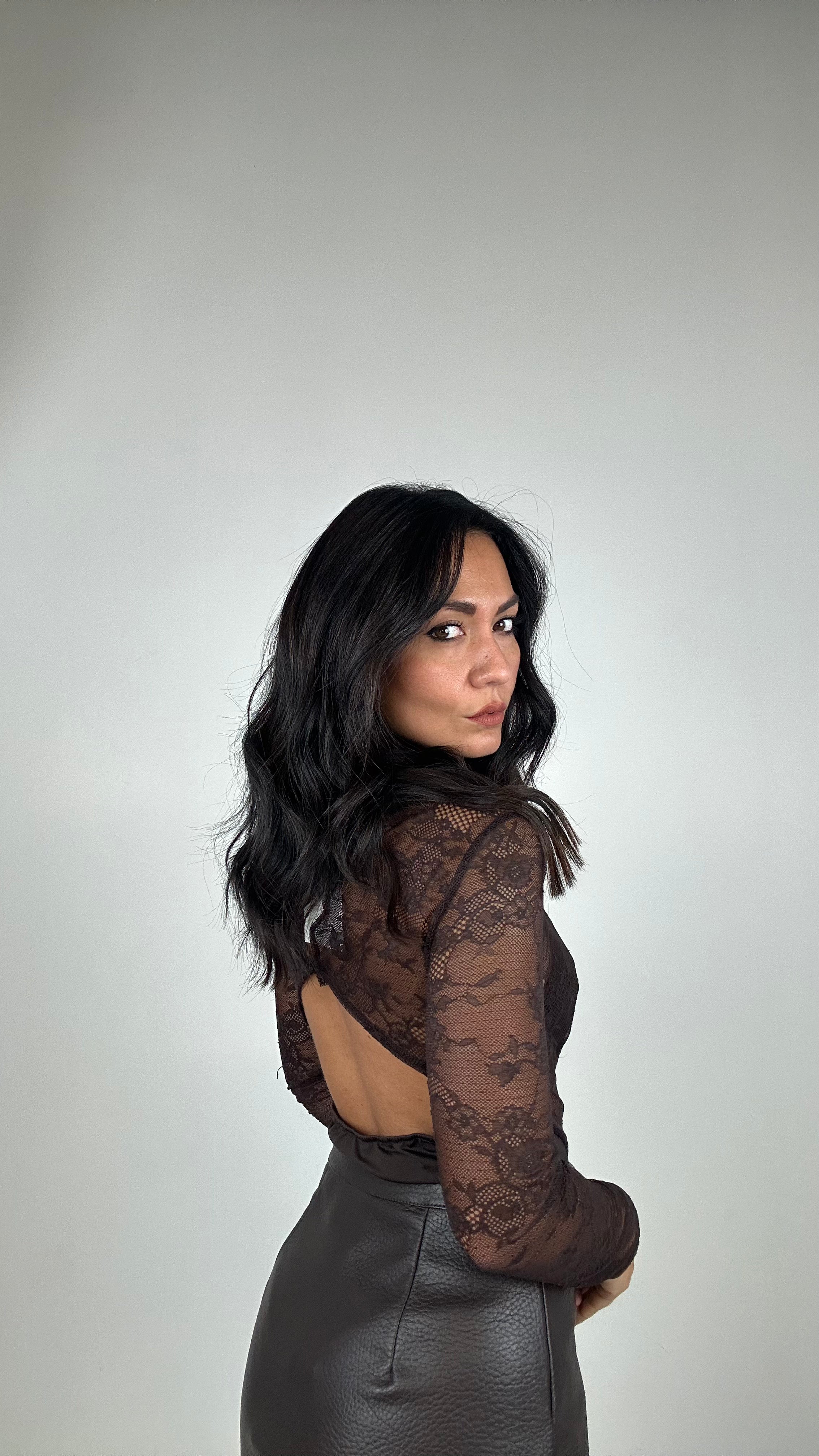Body MADAMA IN PIZZO - MARRONE