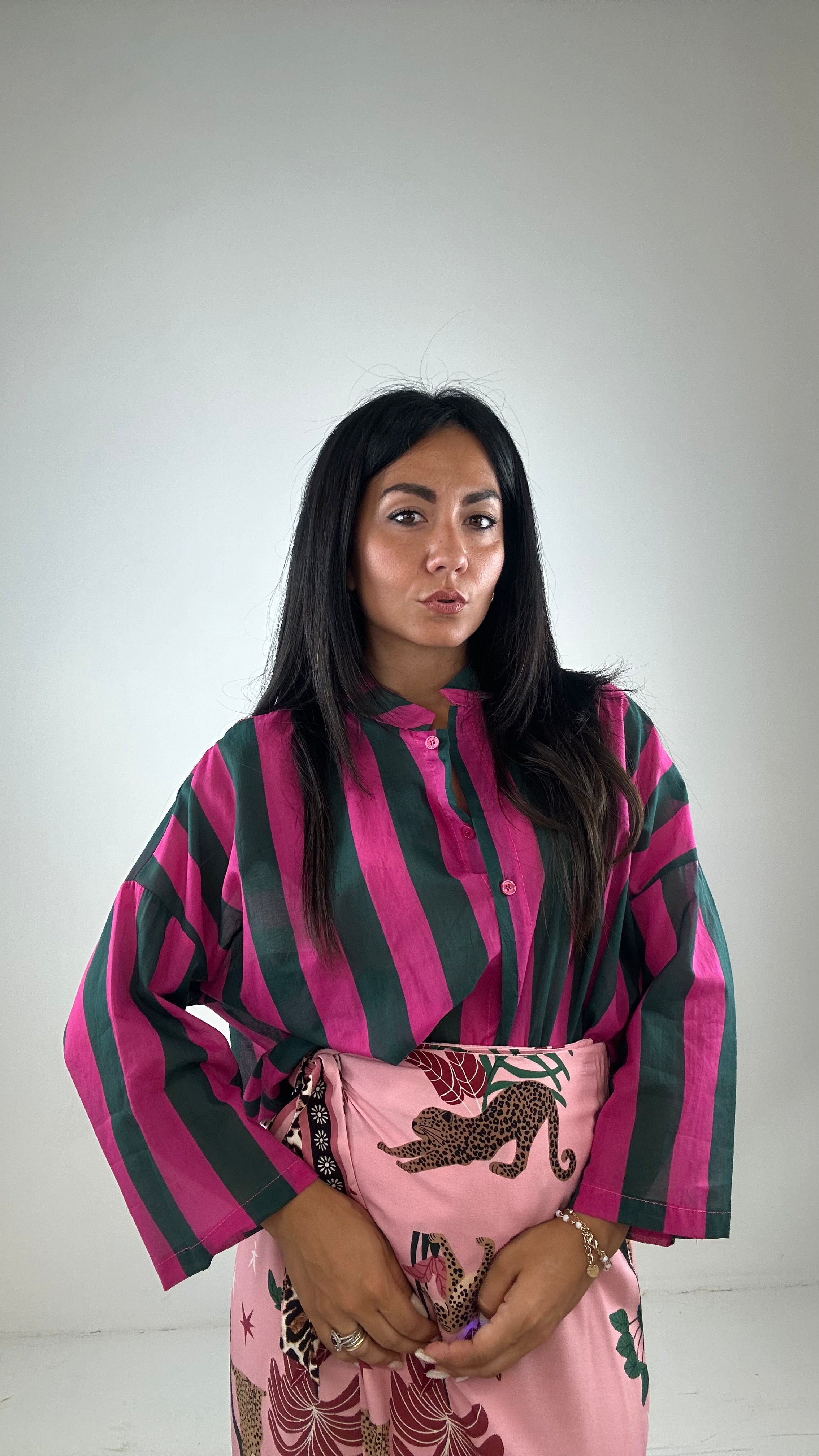 Camicia OVER VELATA - MAGENTA