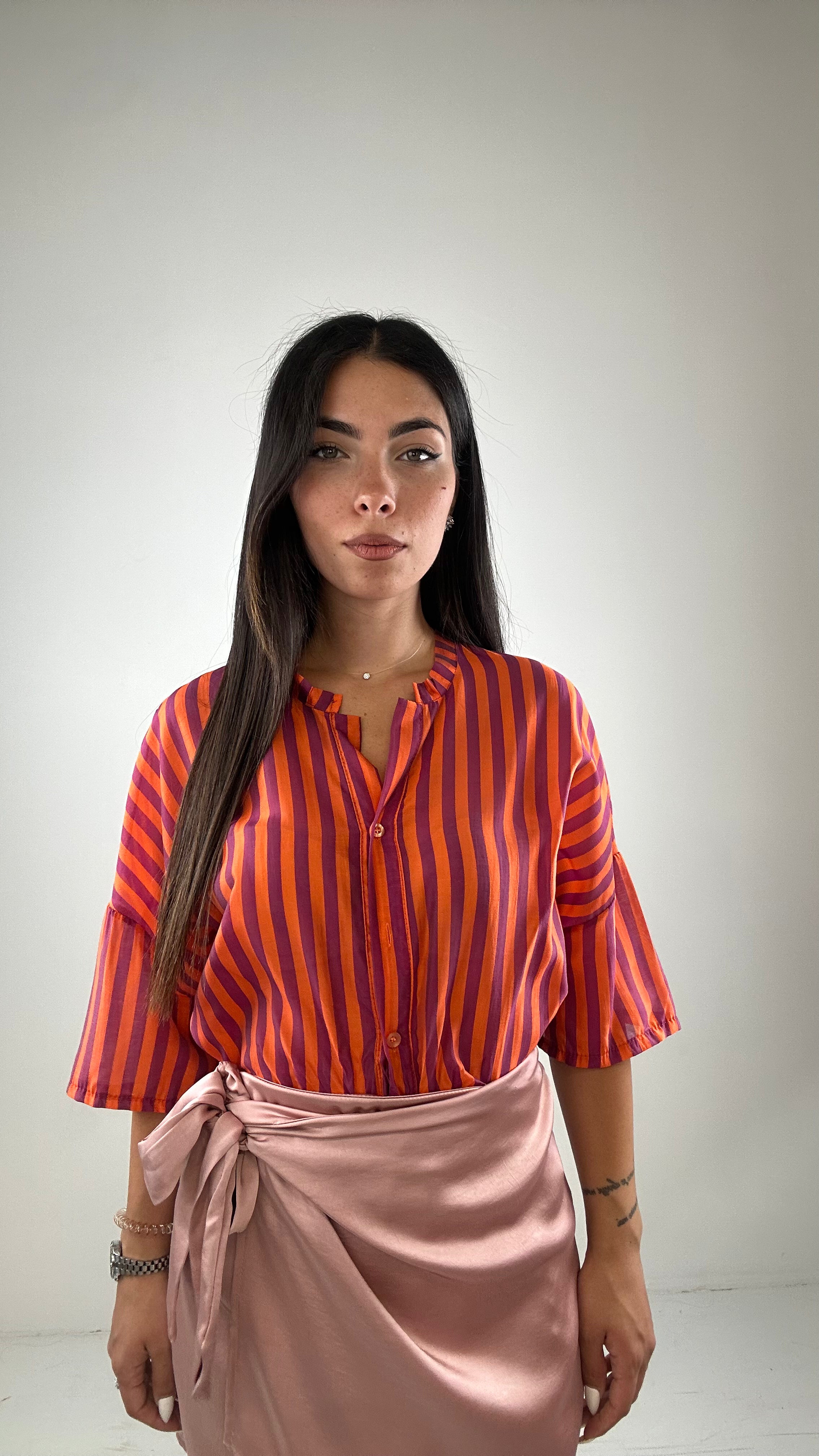 Camicia MEZZA MANICA - ARANCIO-VIOLA