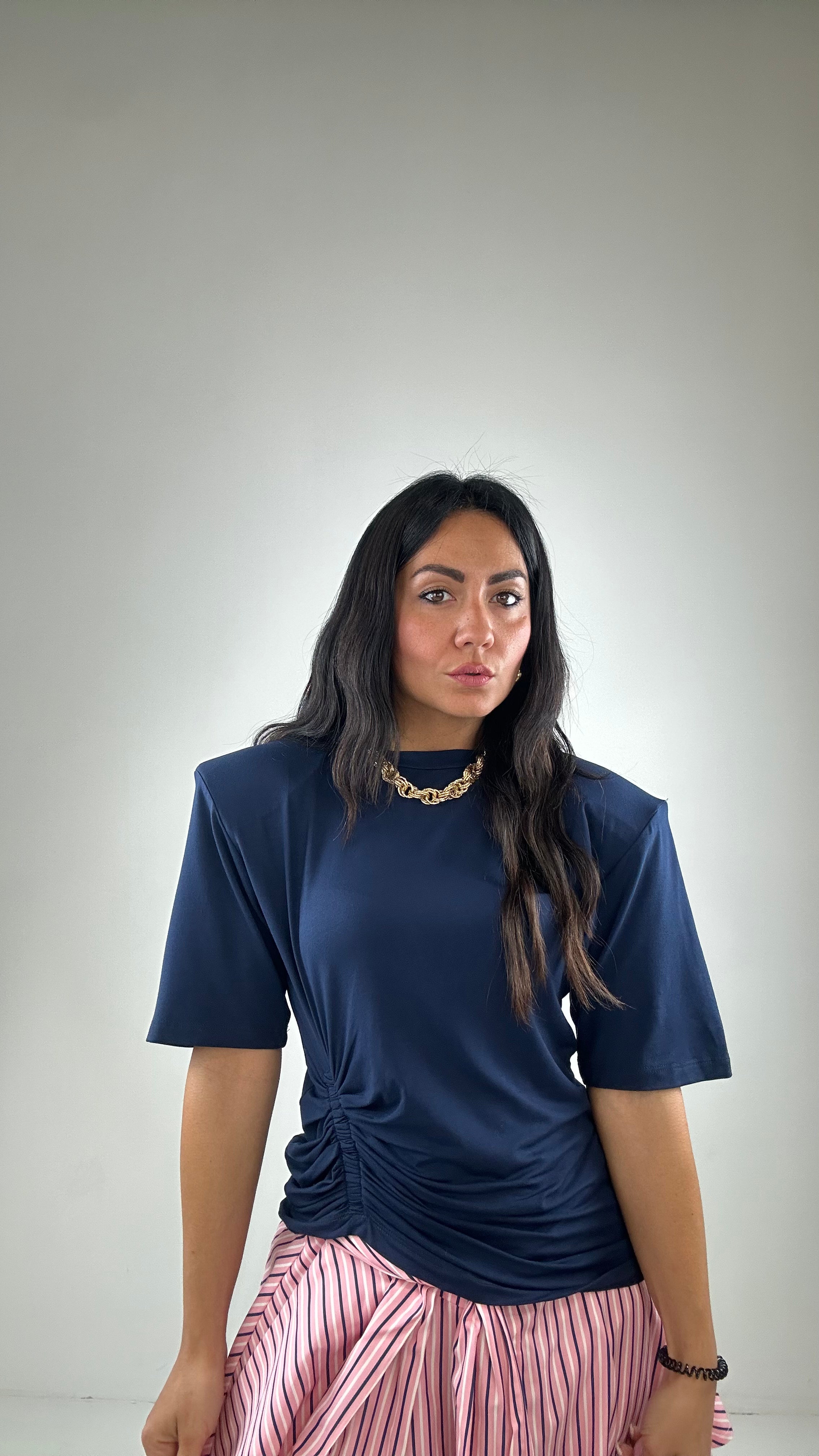 T-shirt SPALLINA E DRAPPEGGIO - BLU