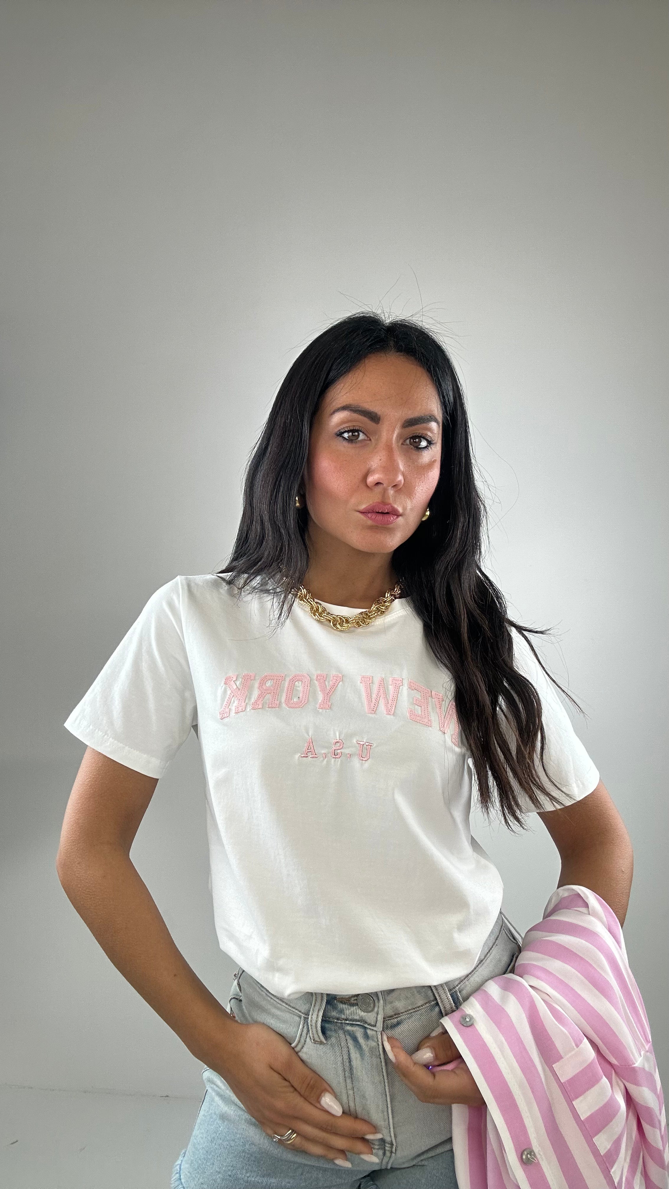 T-shirt NEW YORK USA - ROSA