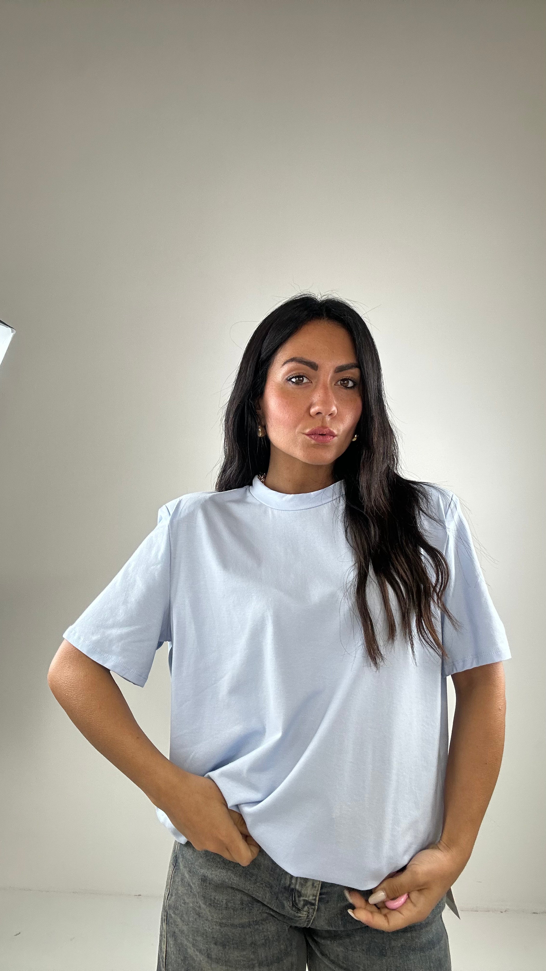 T-shirt SPALLINA BASICA - CELESTE
