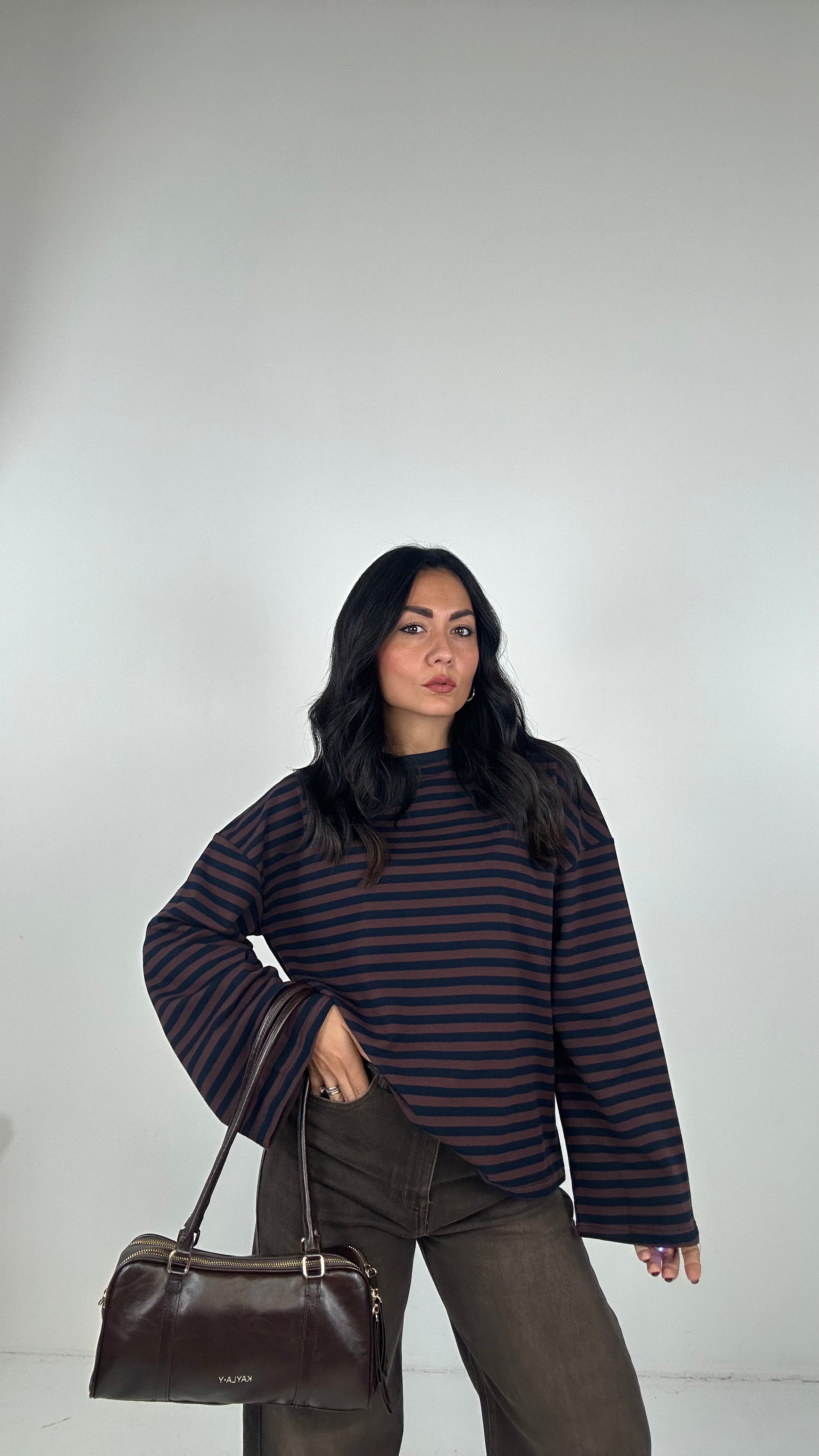 Maglia RIGHE JE SUIS - MARRONE