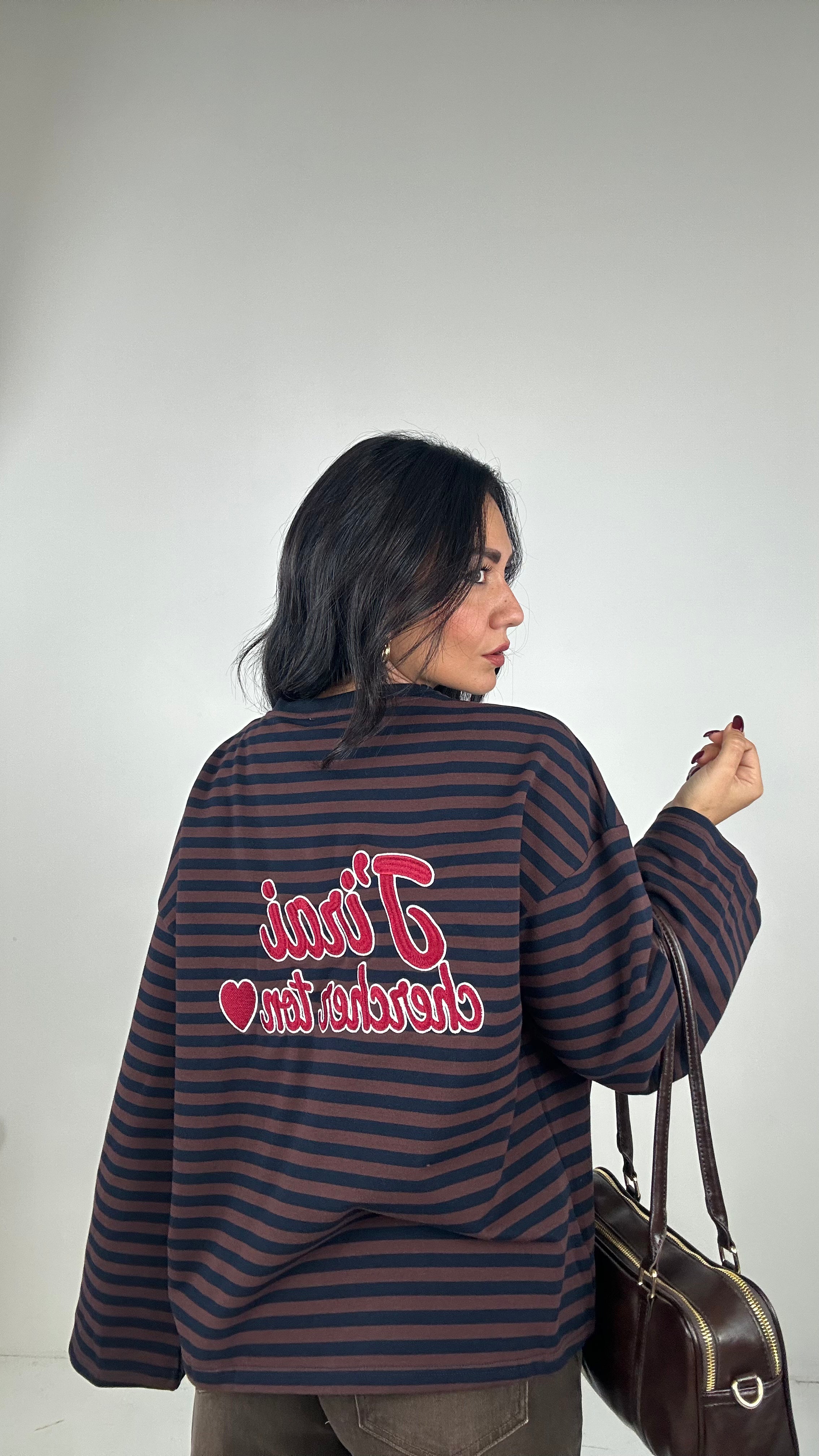 Maglia RIGHE JE SUIS - MARRONE