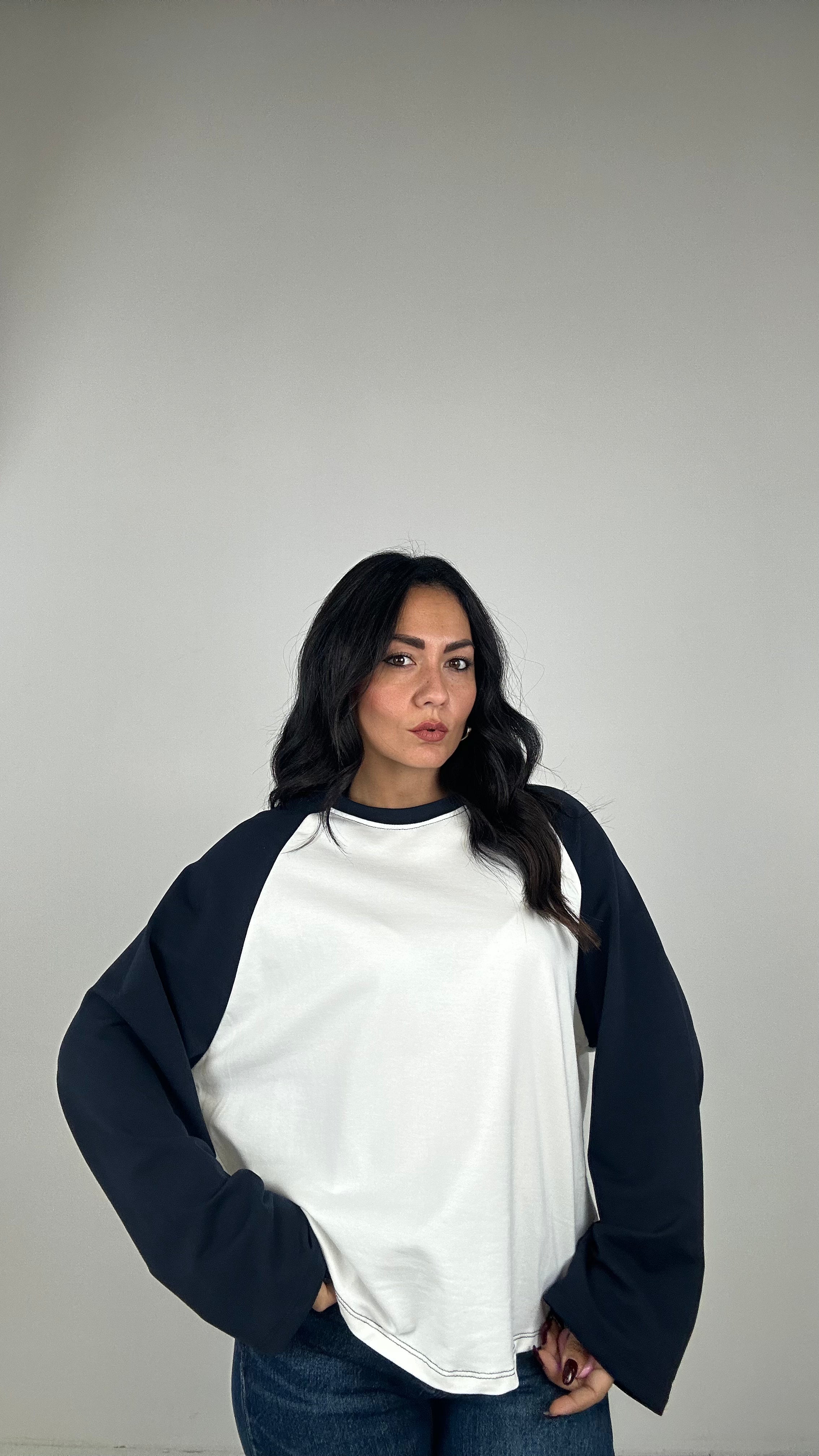 T-shirt MANICA LARGA BICOLOR - BLU
