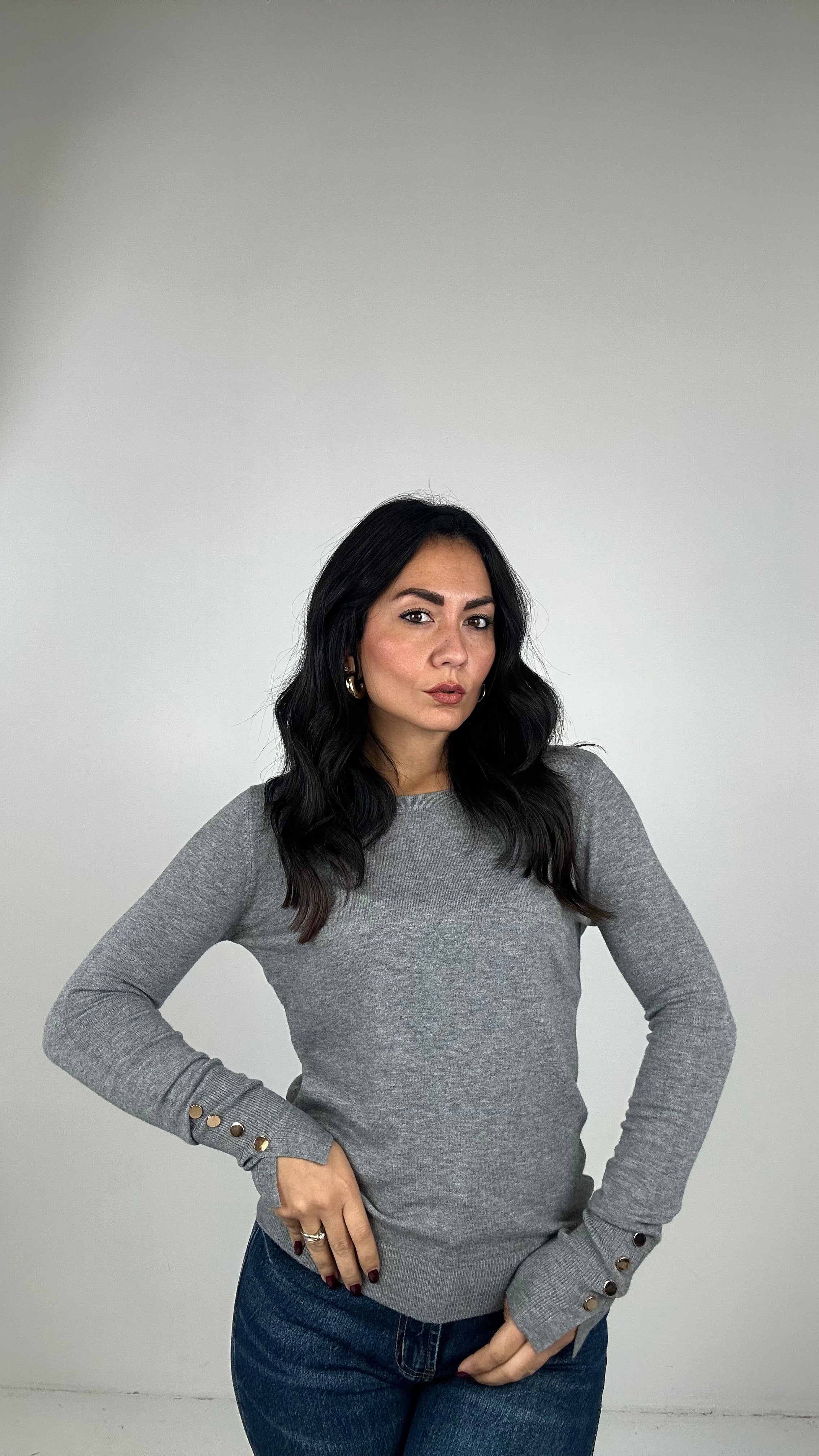 Pull BASIC BOTTONCINI - GRIGIO