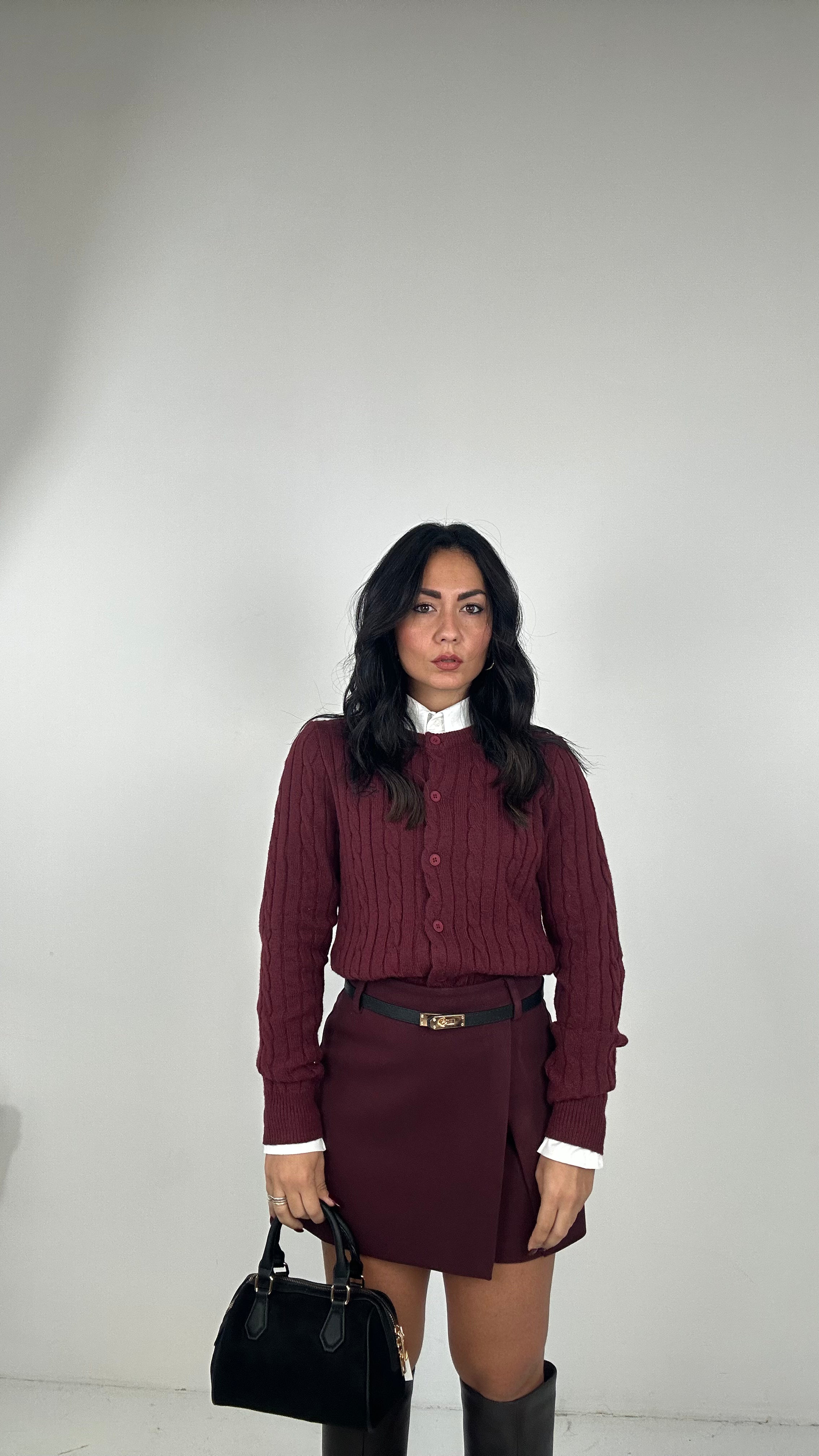 Pantagonna IN PANNO CON CINTURA - BORDEAUX