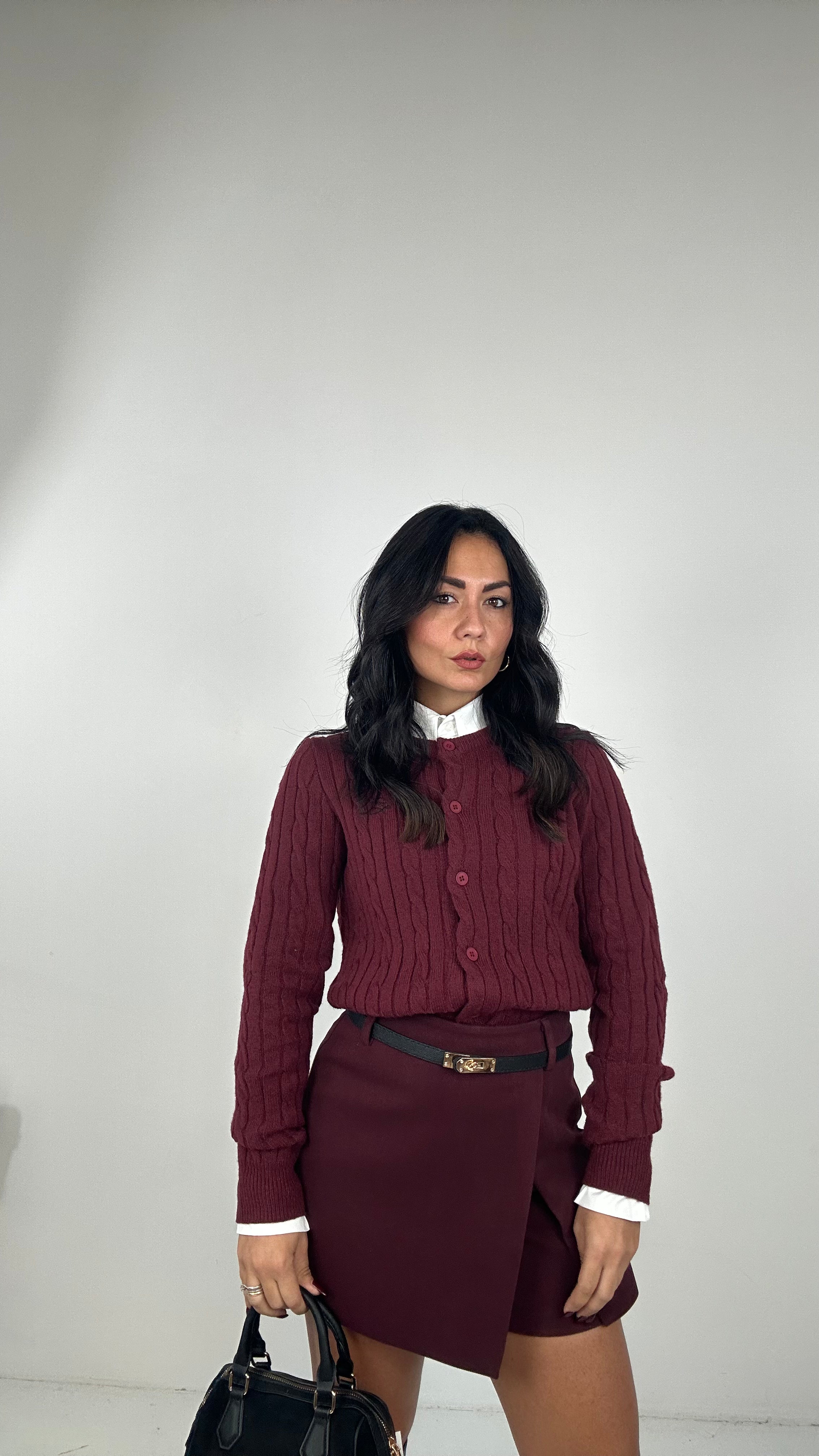 Pantagonna IN PANNO CON CINTURA - BORDEAUX