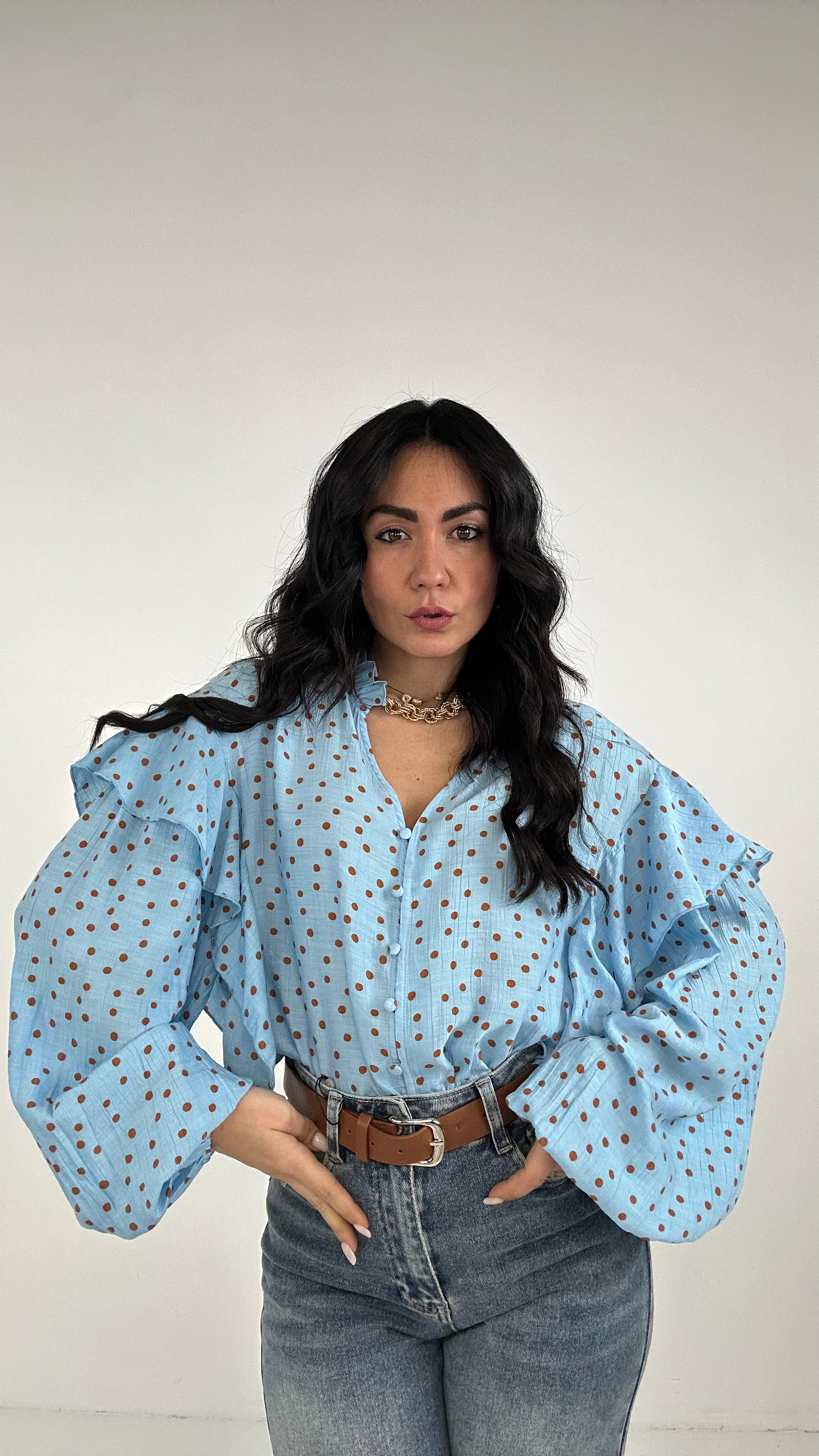 Camicia VOLANT POIS - AZZURRO