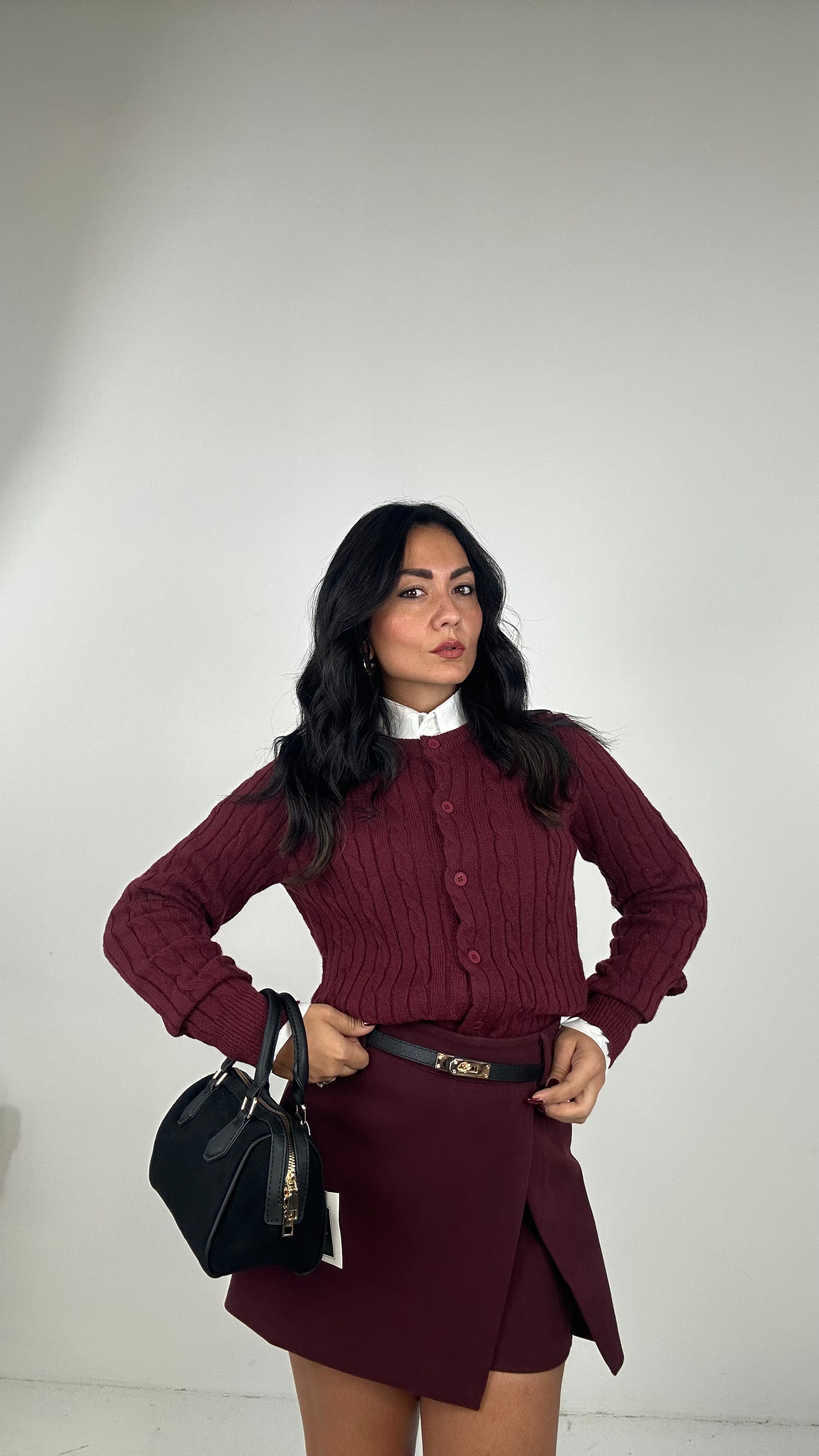 Pantagonna IN PANNO CON CINTURA - BORDEAUX
