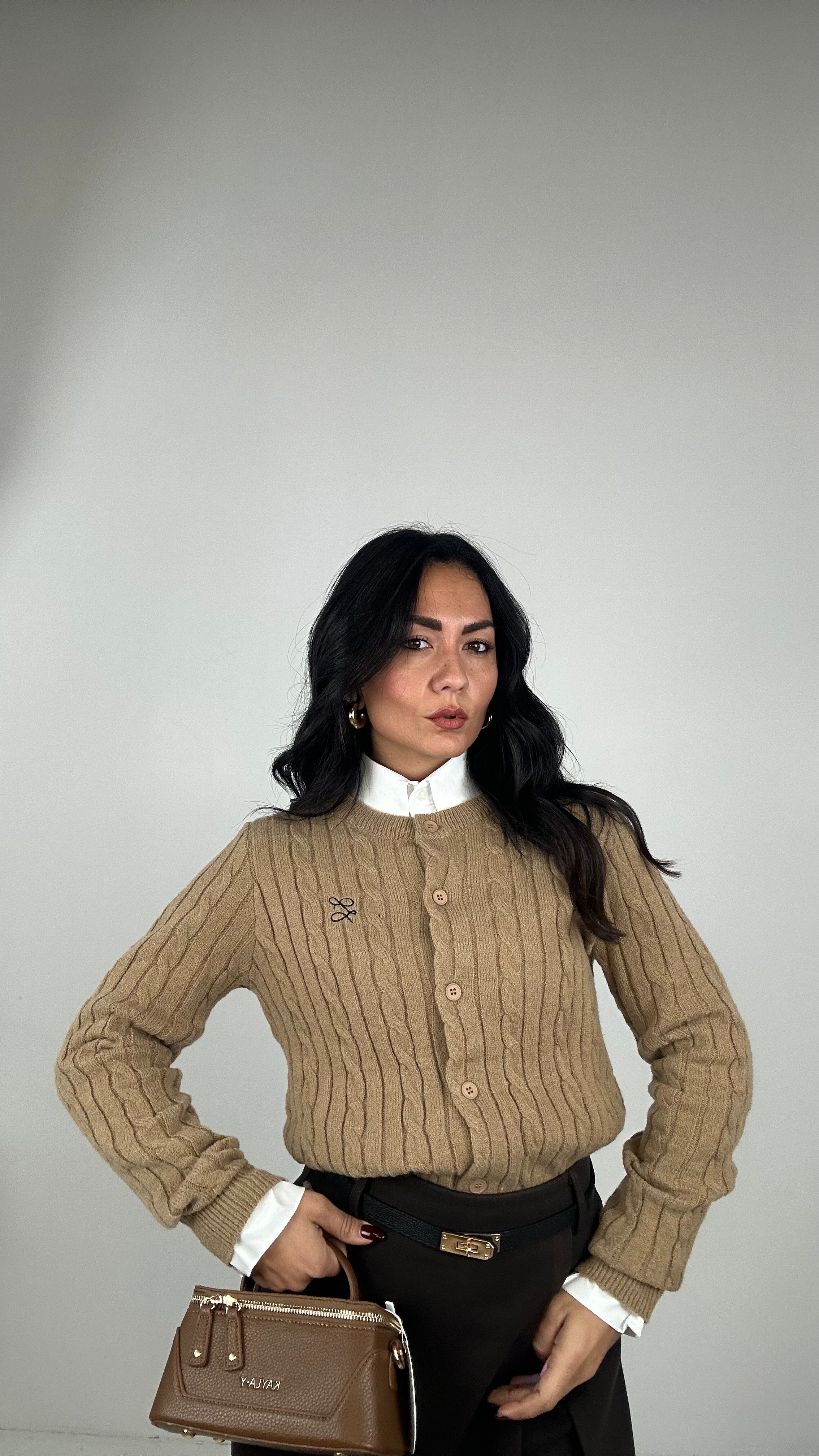 Cardigan TRECCE L - CAMMELLO