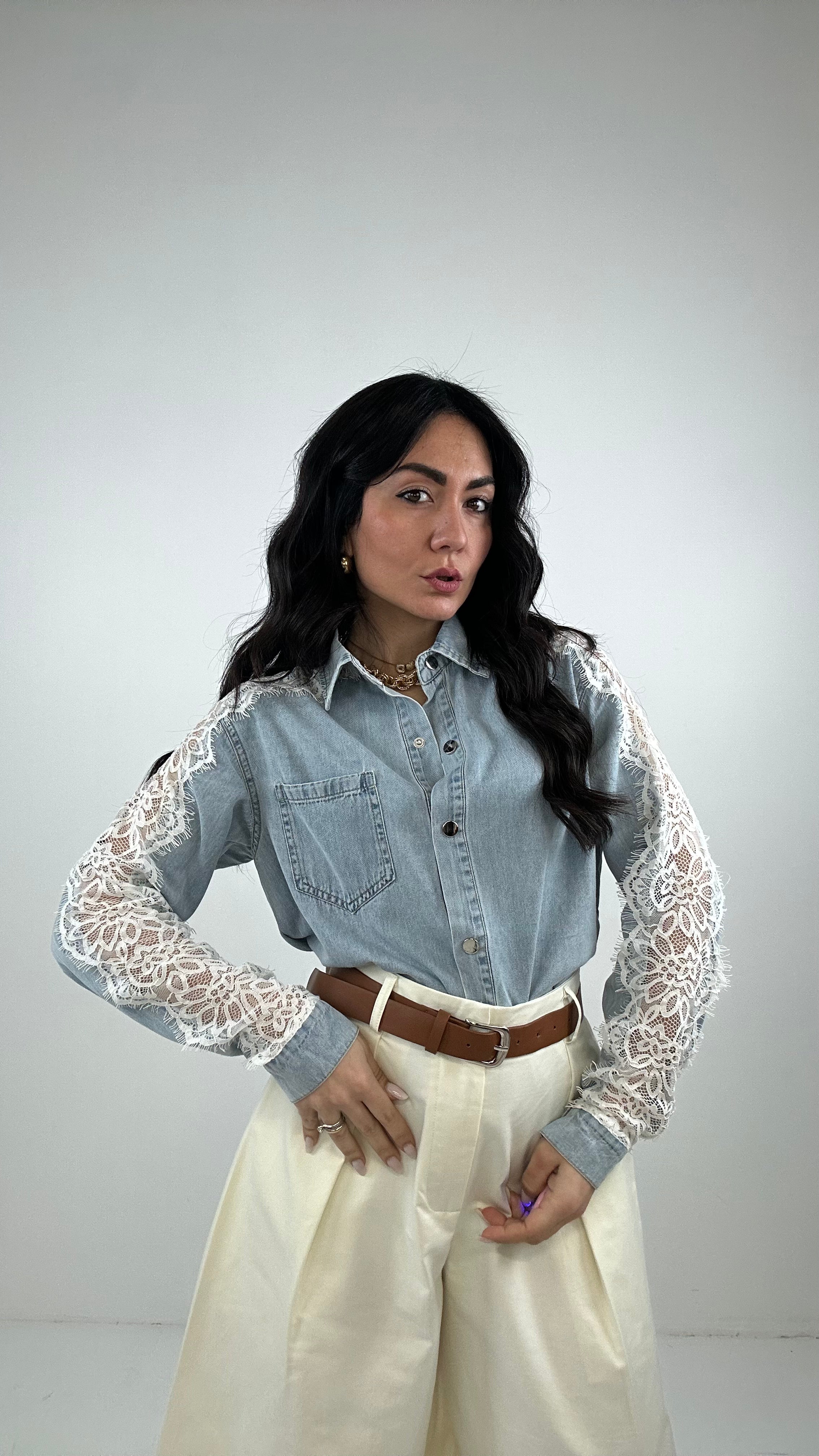 Camicia CON PIZZO - JEANS