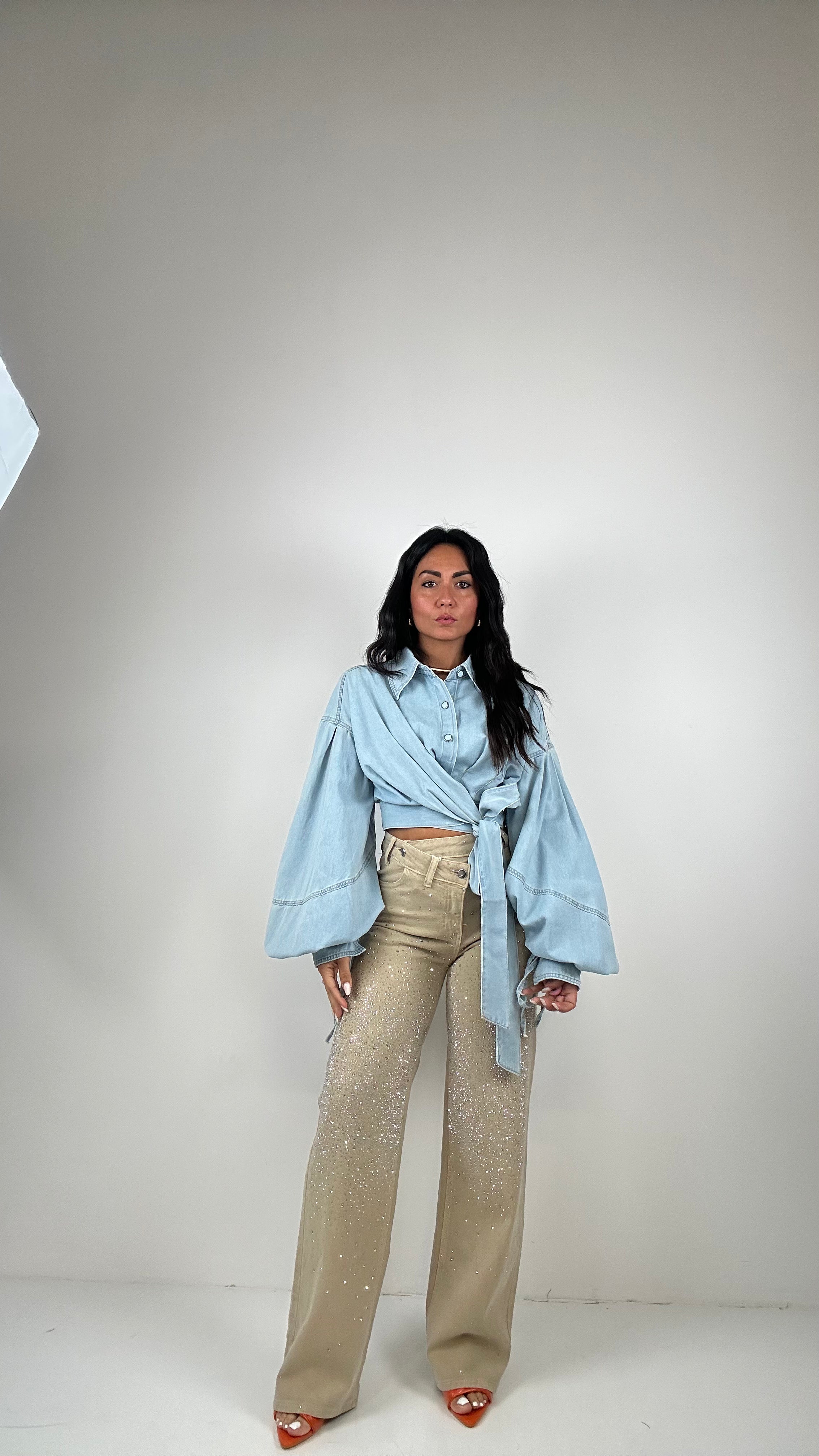 Jeans WIDE CINTO TRASV LUX - BEIGE