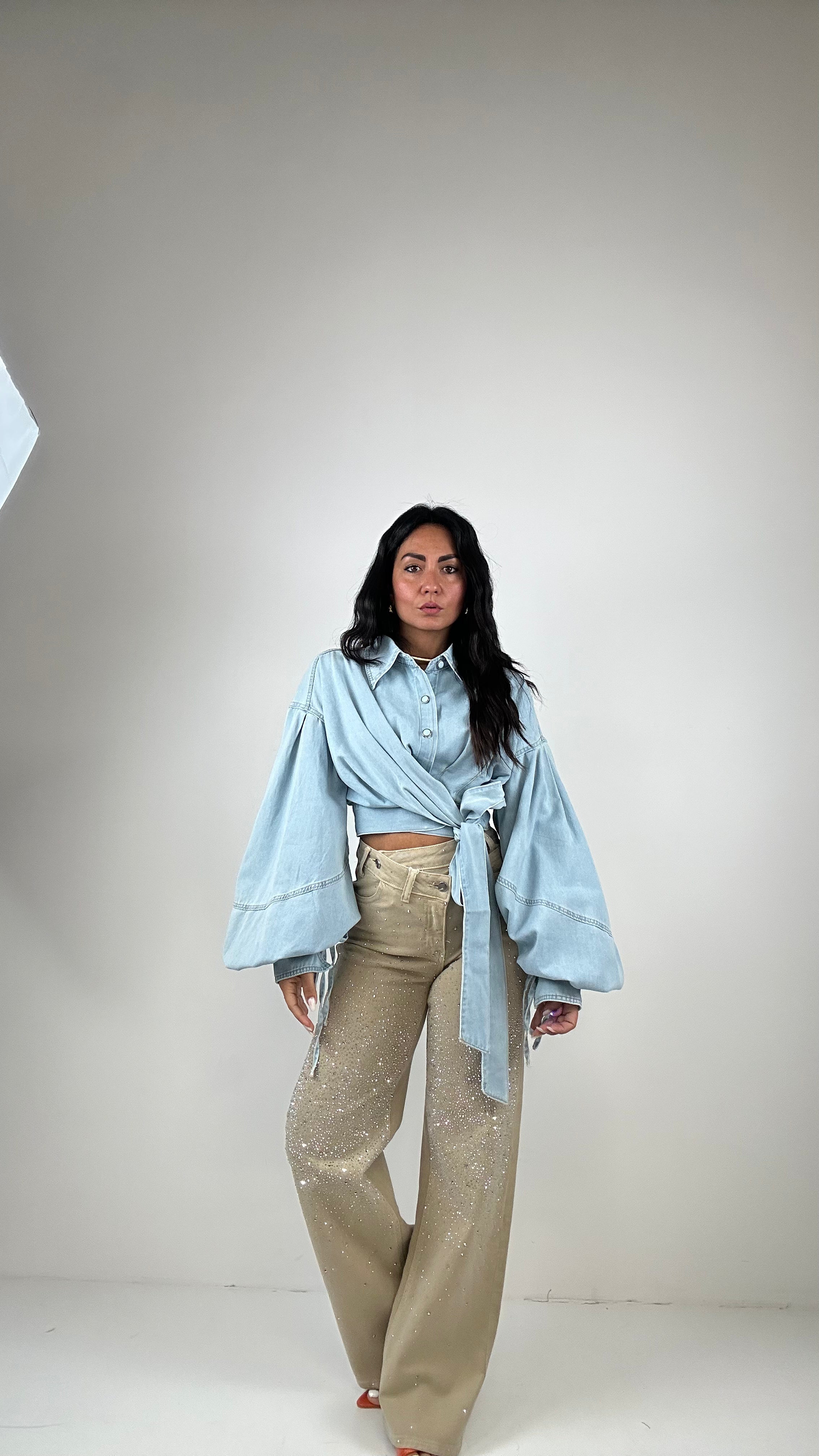Jeans WIDE CINTO TRASV LUX - BEIGE